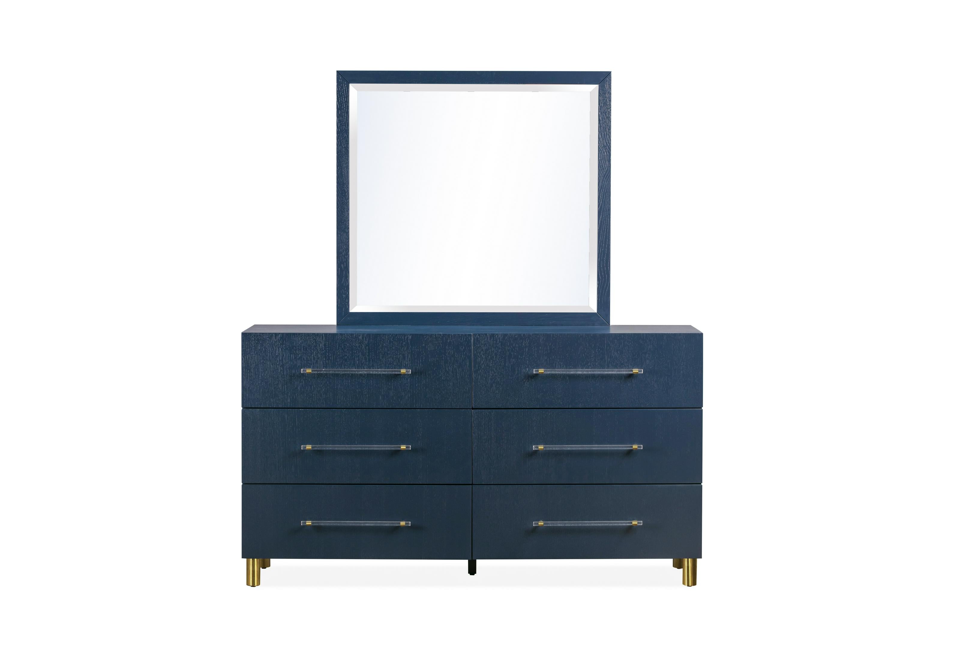 Argento Beveled Glass Wall or Dresser Mirror in Navy Blue - What A Room
