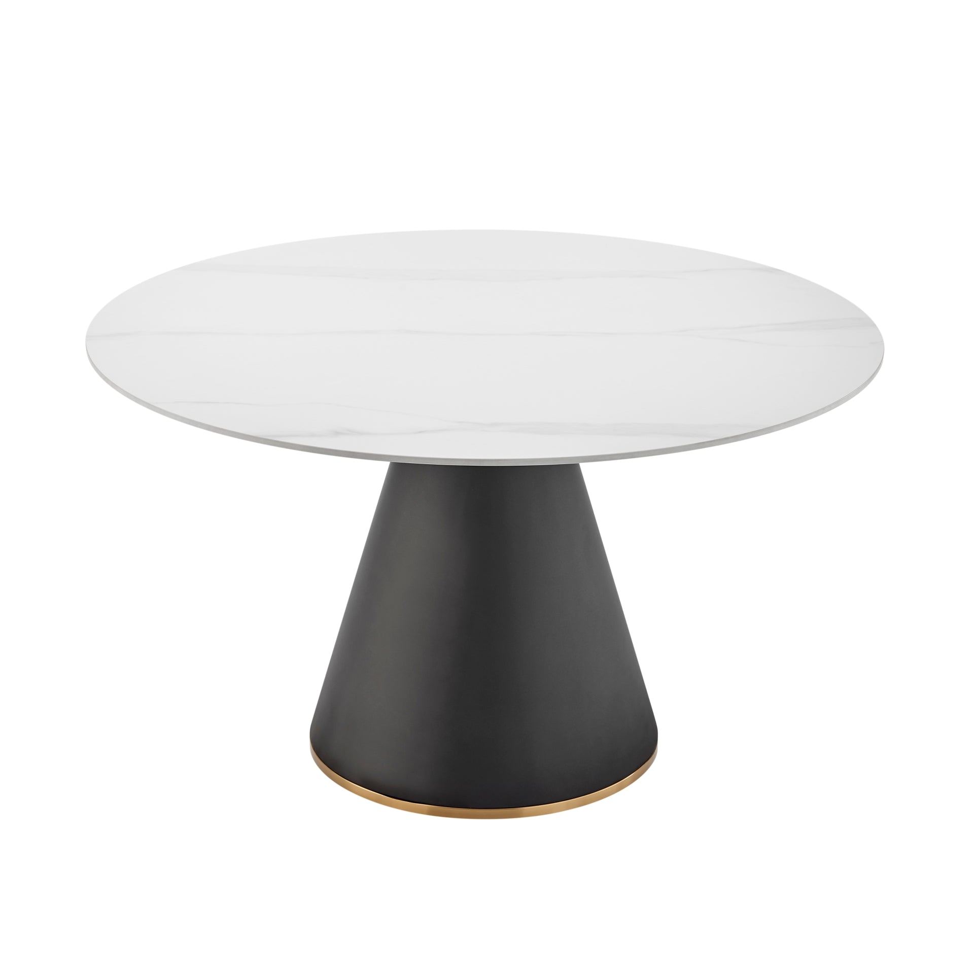 Geneva  Ceramic Top 51" Round Dining Table w/ Gold Trim - What A Room