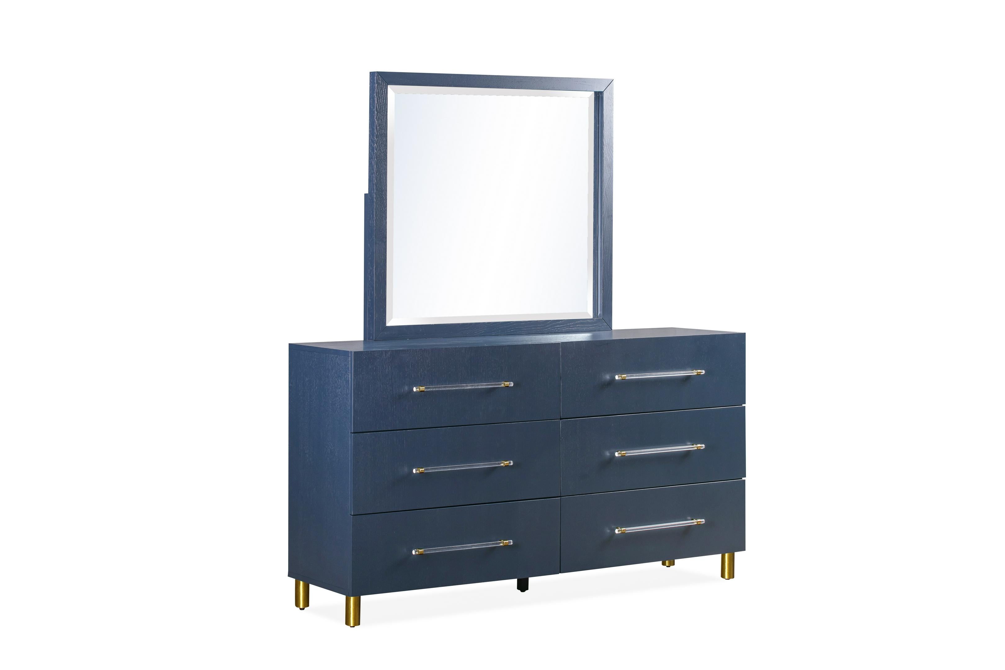 Argento Beveled Glass Wall or Dresser Mirror in Navy Blue - What A Room