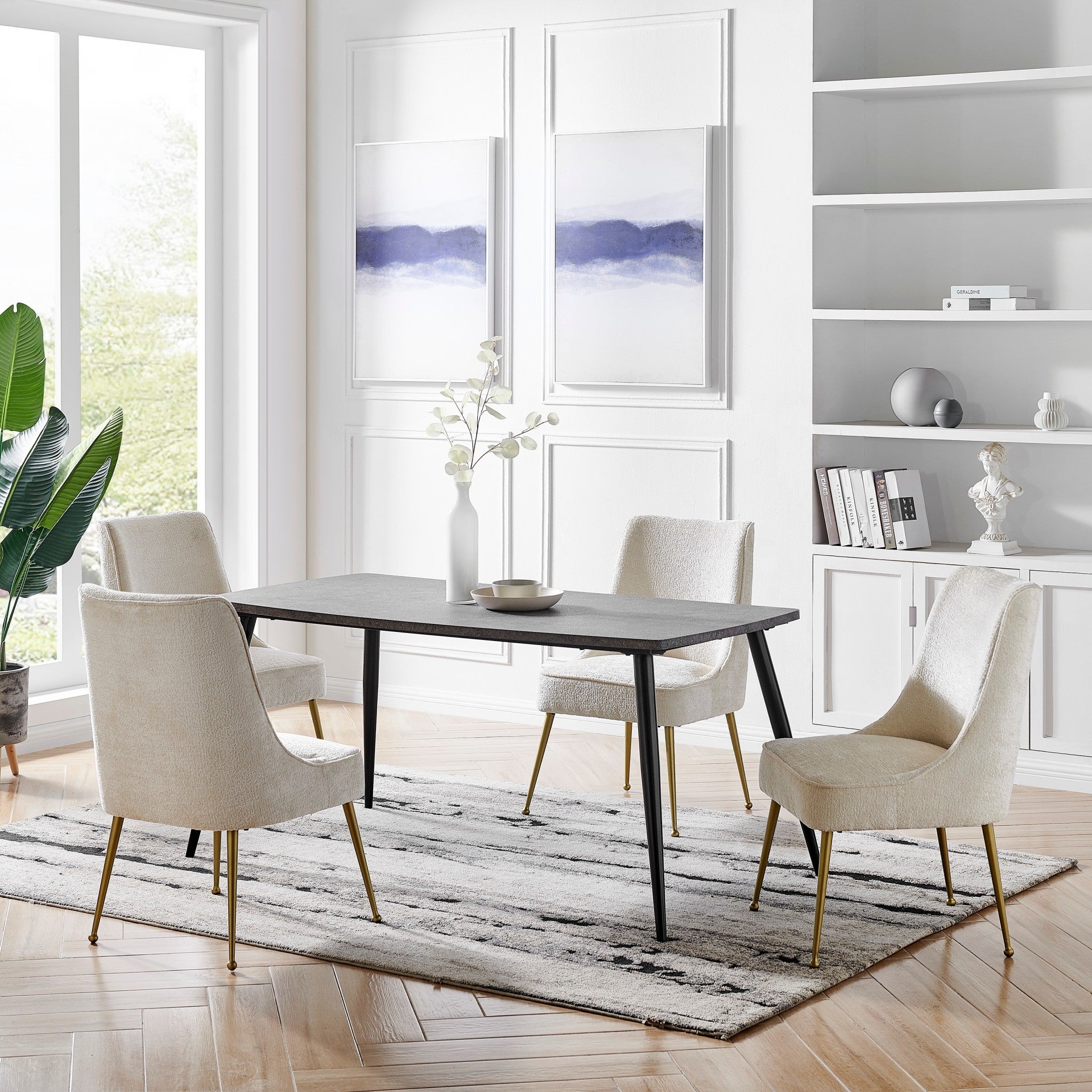 Cedric  Fabric Dining Side Chair Gold Legs (Set of 2) - What A Room