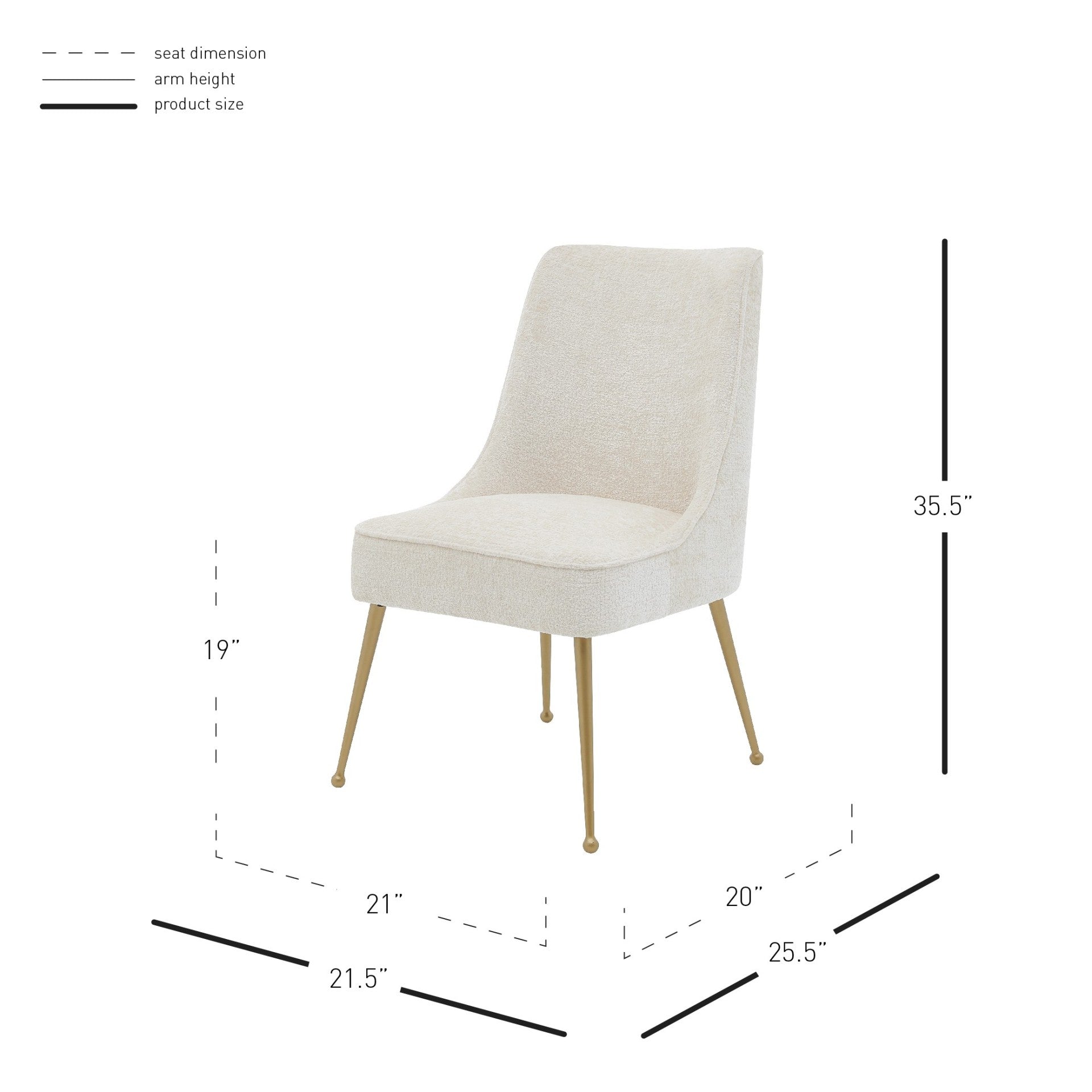 Cedric  Fabric Dining Side Chair Gold Legs (Set of 2) - What A Room