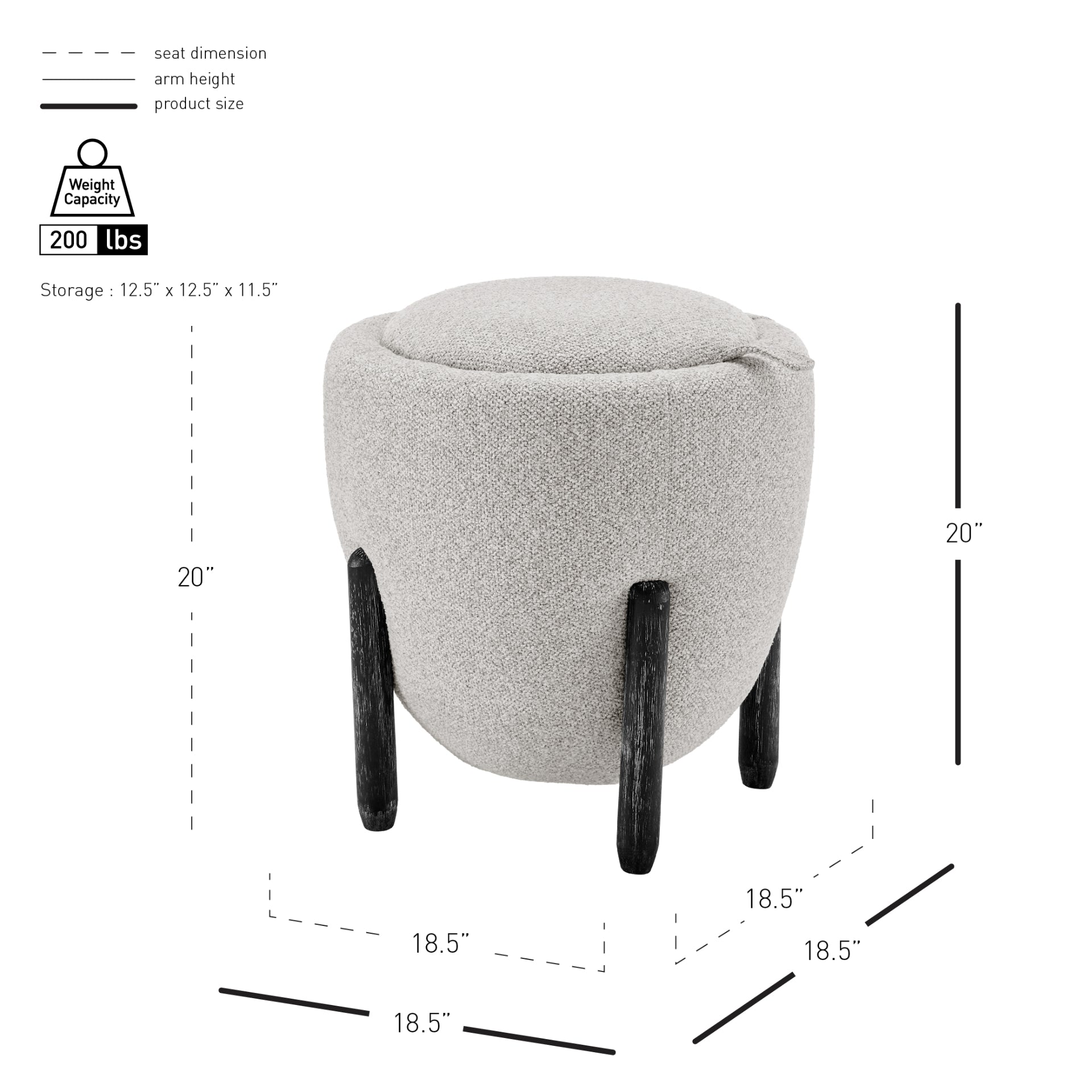 Murphy Fabric Storage Ottoman - What A Room