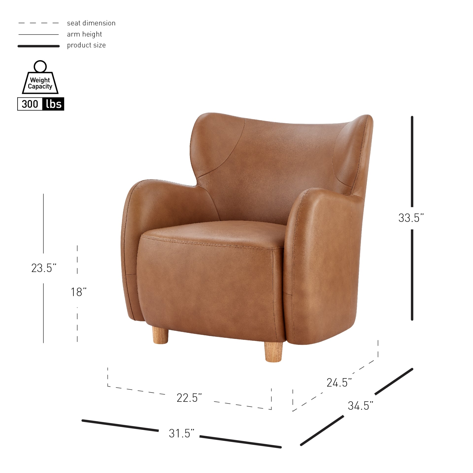 Tiffany  Top Grain Leather Accent Arm Chair - What A Room