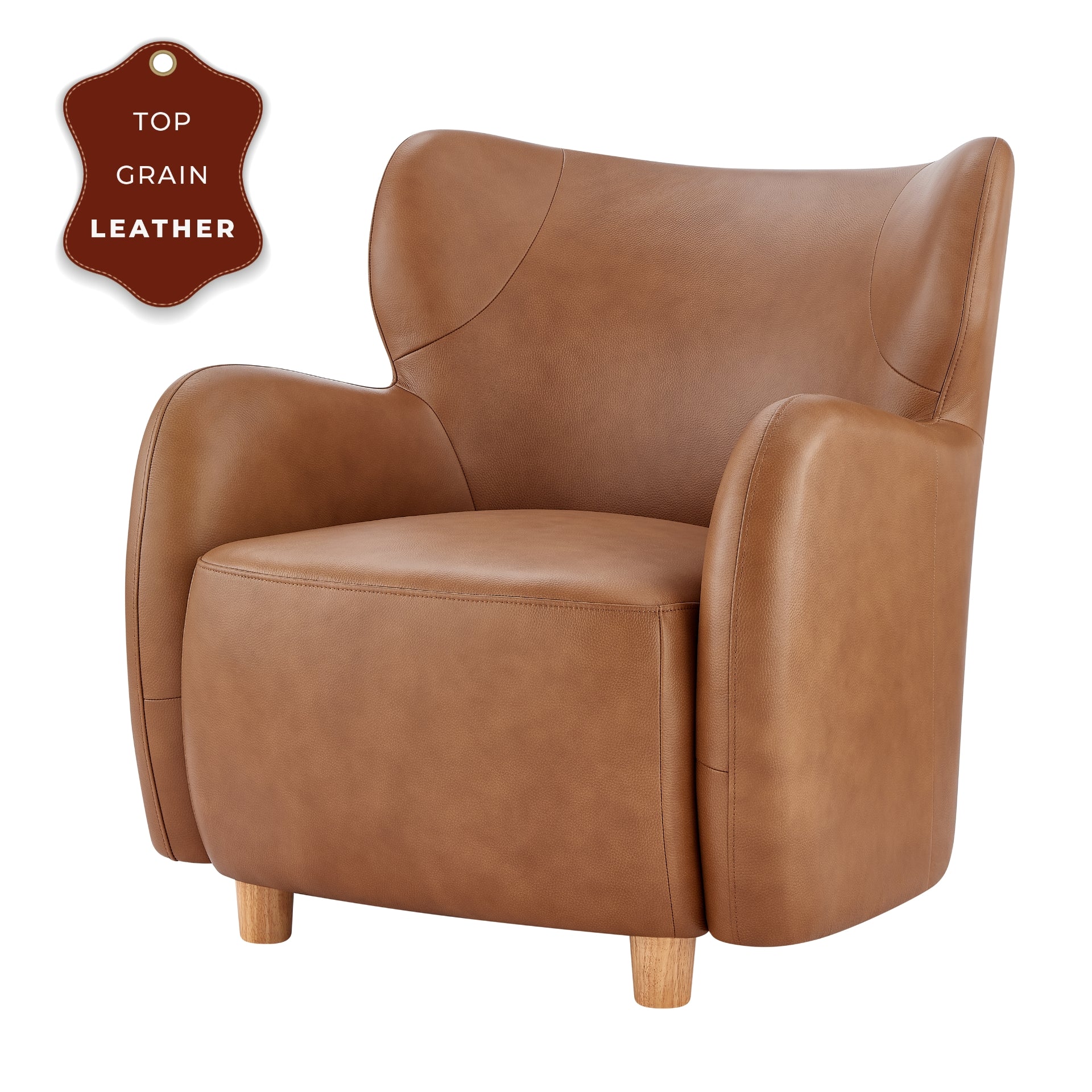 Tiffany  Top Grain Leather Accent Arm Chair - What A Room
