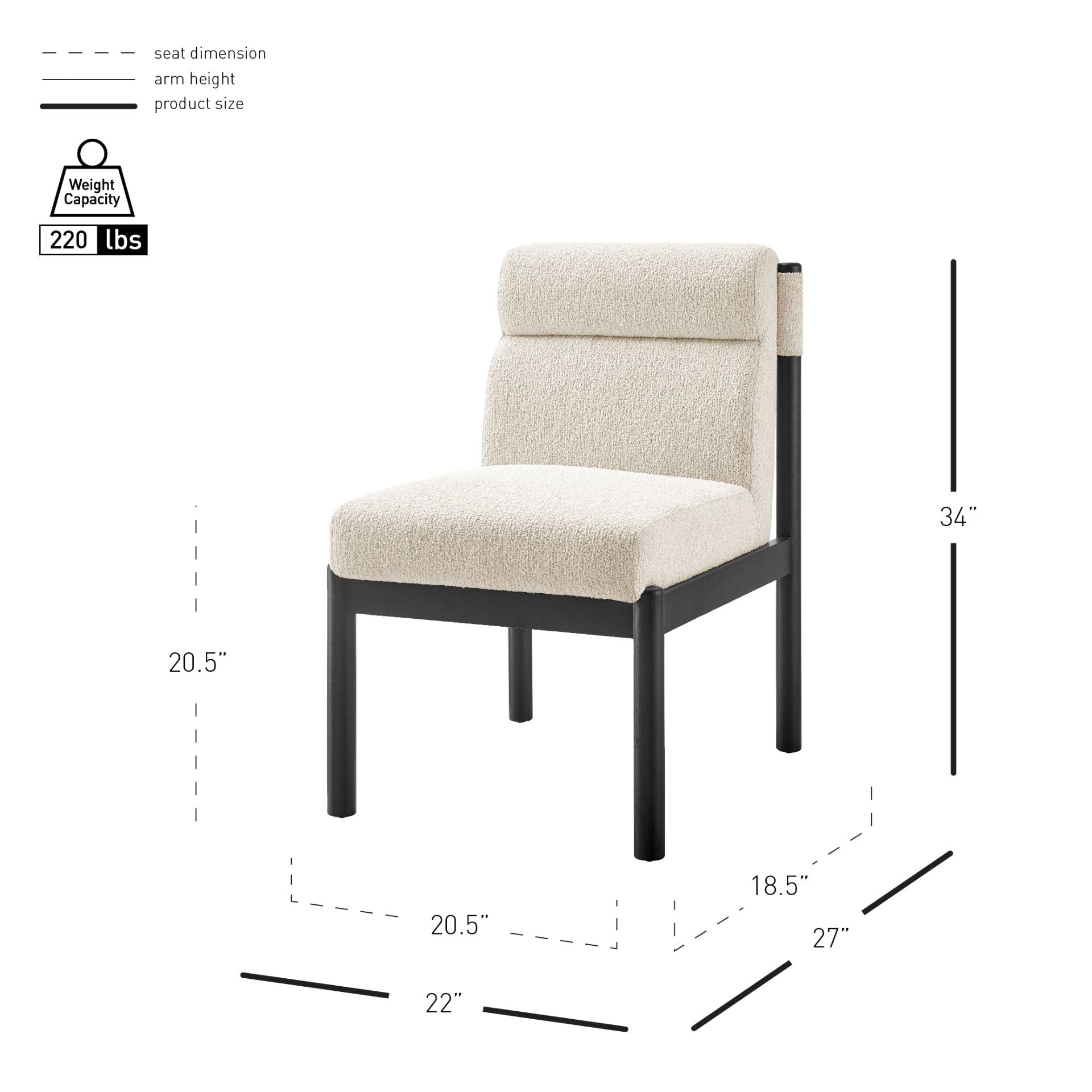 Micah Boucle Dining Side Chair Black Frame - What A Room