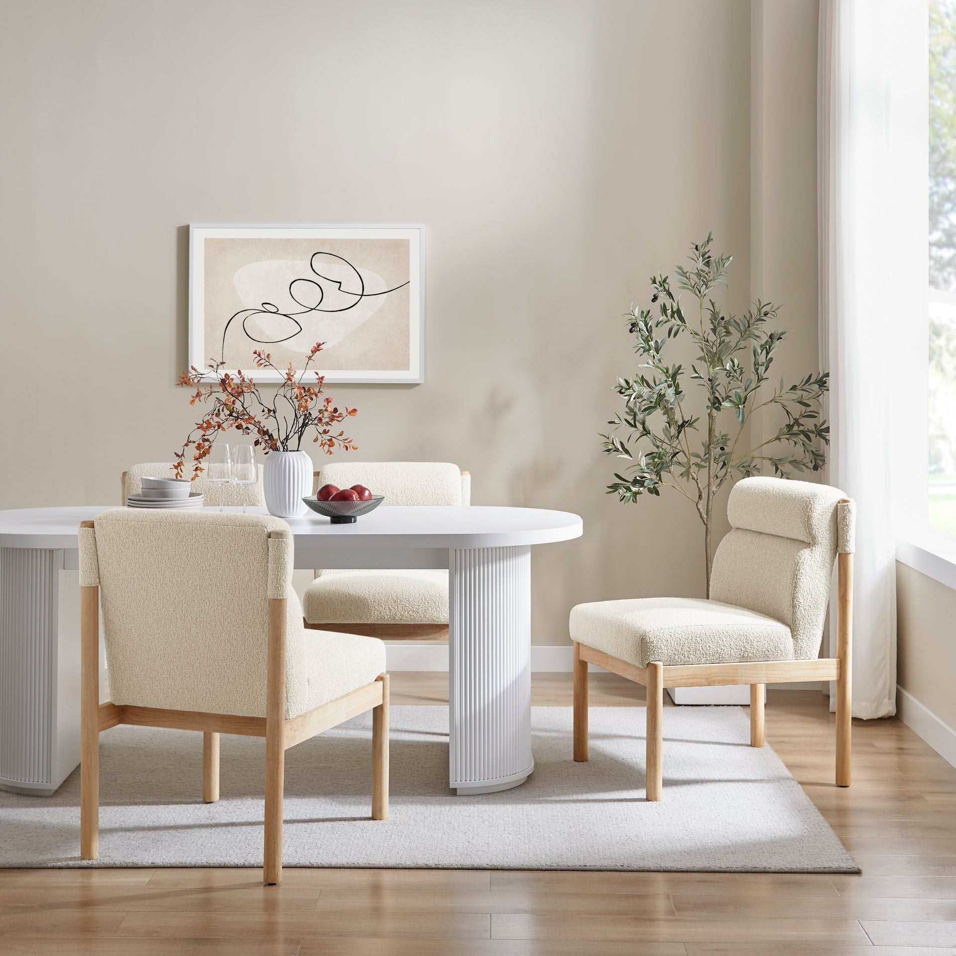 Micah Boucle Dining Side Chair Black Frame - What A Room