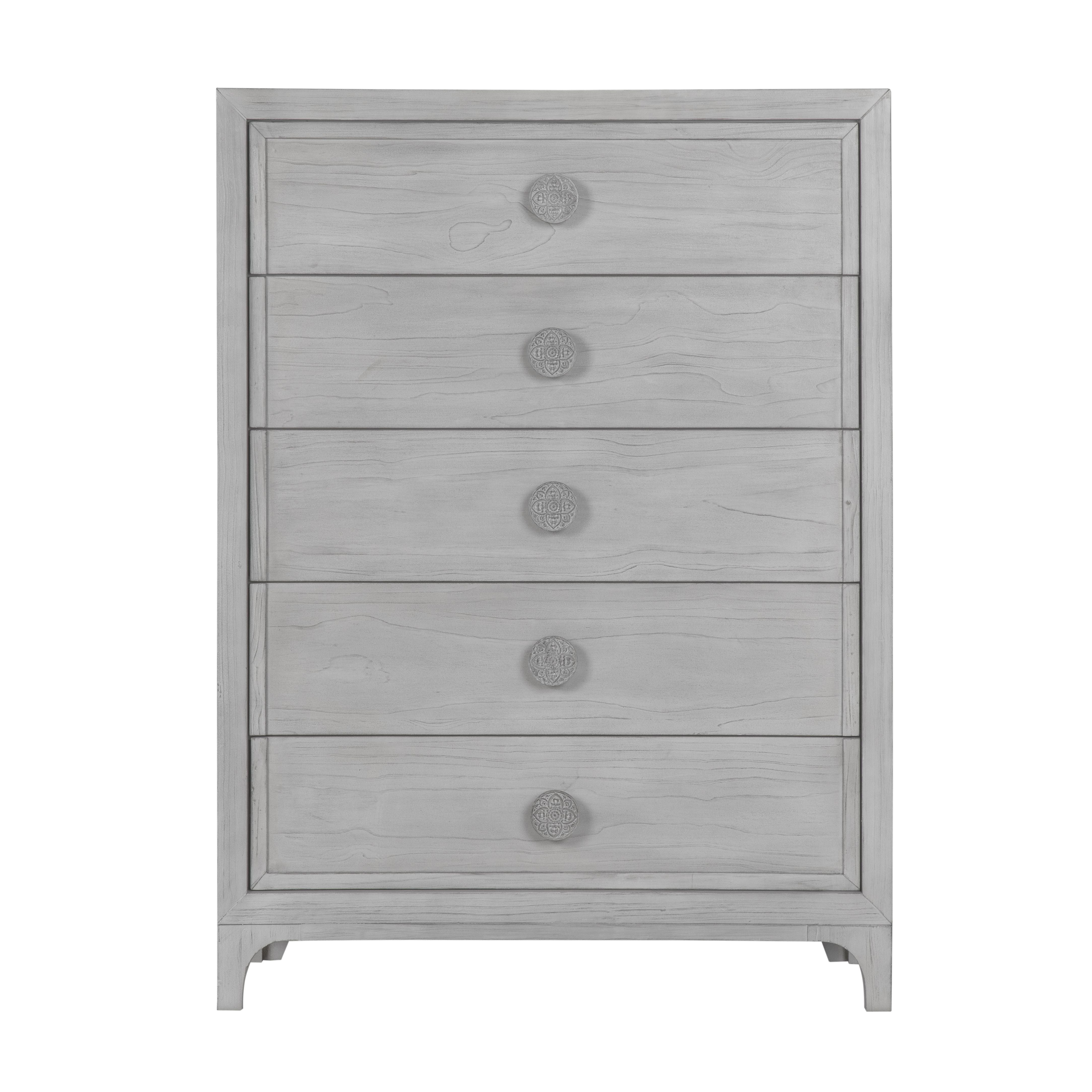 Boho Chic Five-Drawer Chest in Washed White - What A Room