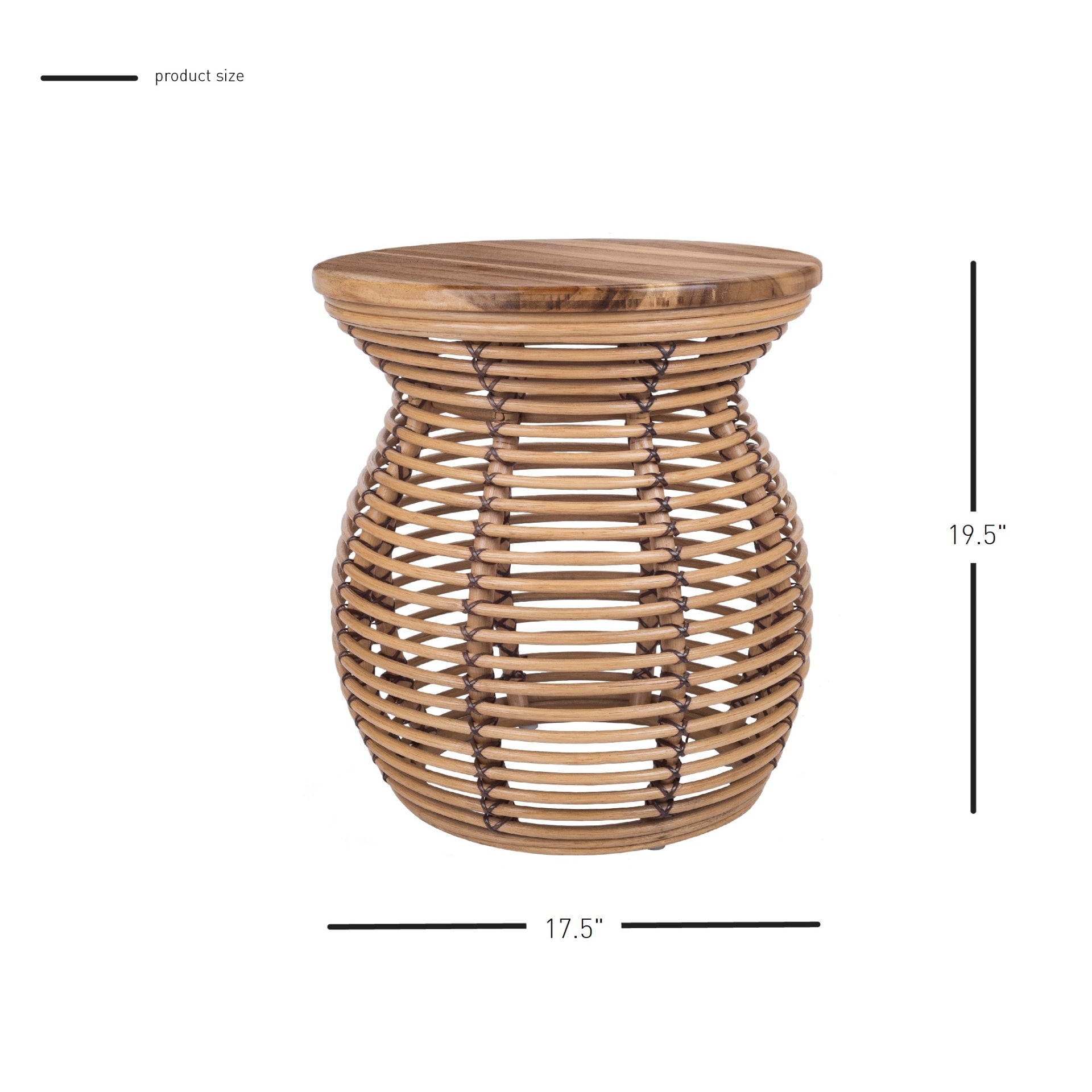 Quito Rattan Side/ End Table w/ Wood Top - What A Room