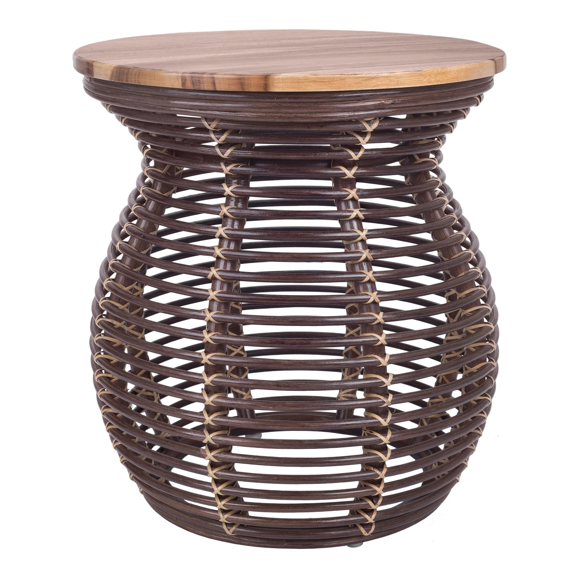 Quito Rattan Side/ End Table w/ Wood Top - What A Room