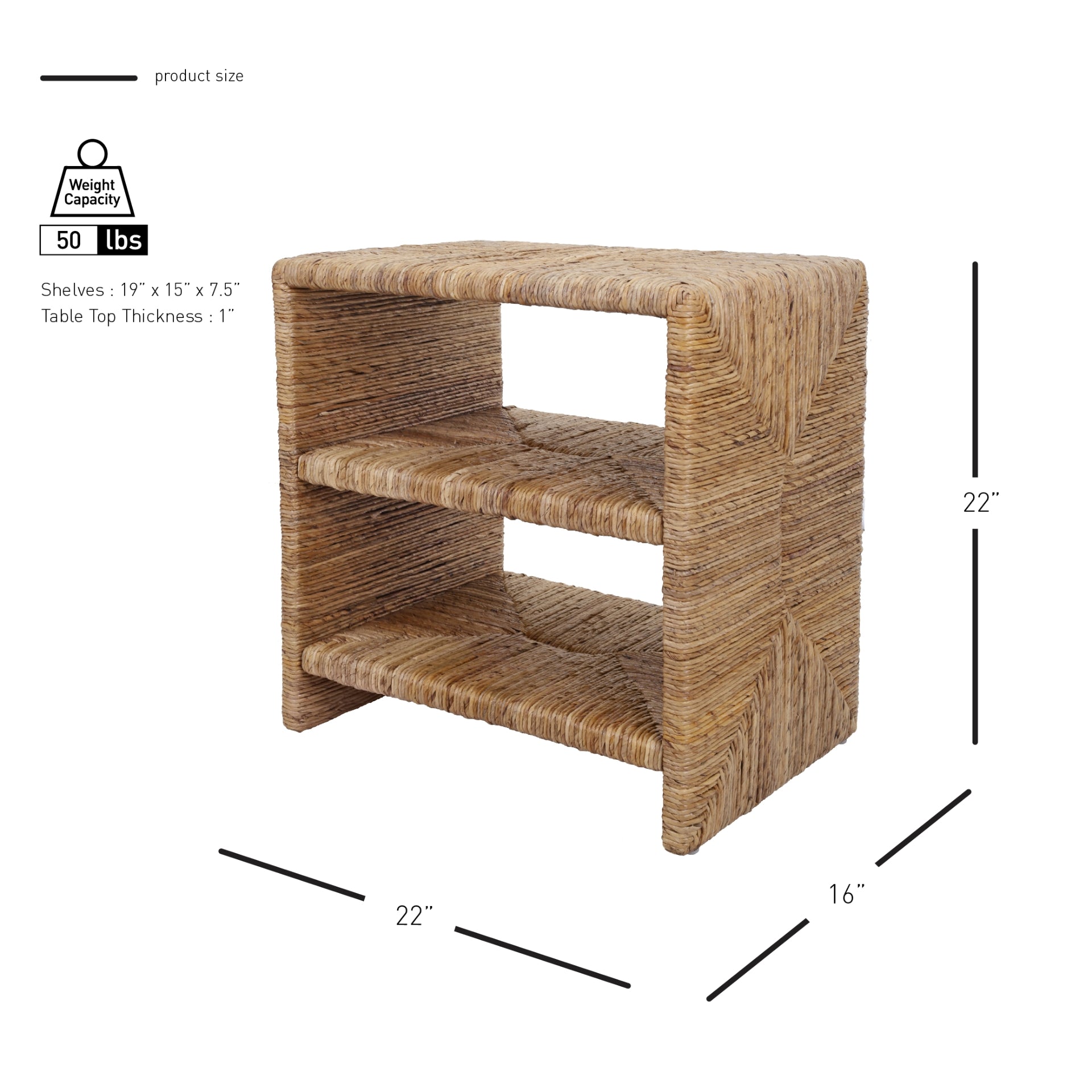 Kanza Abaca Nightstand/Side Table - What A Room