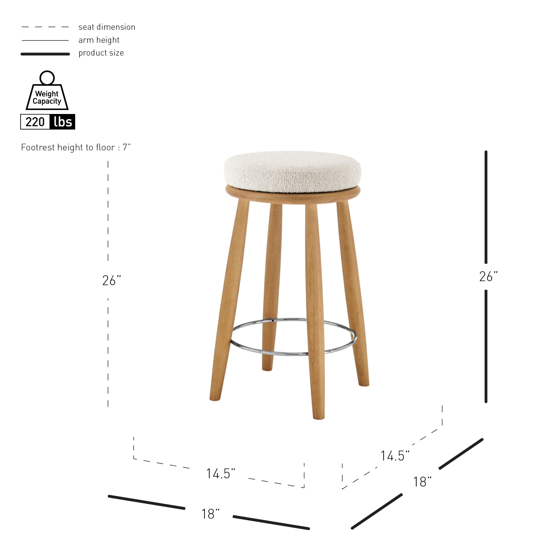 Deandre Fabric Backless Swivel Counter Stool - What A Room