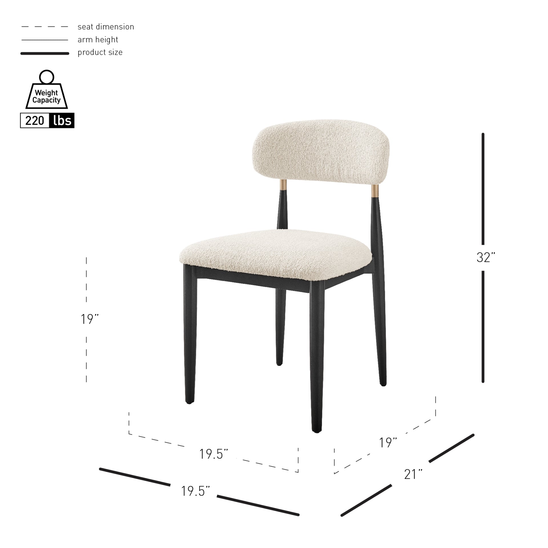 Verna Boucle Dining Side Chair Black Frame (Set of 2) - What A Room