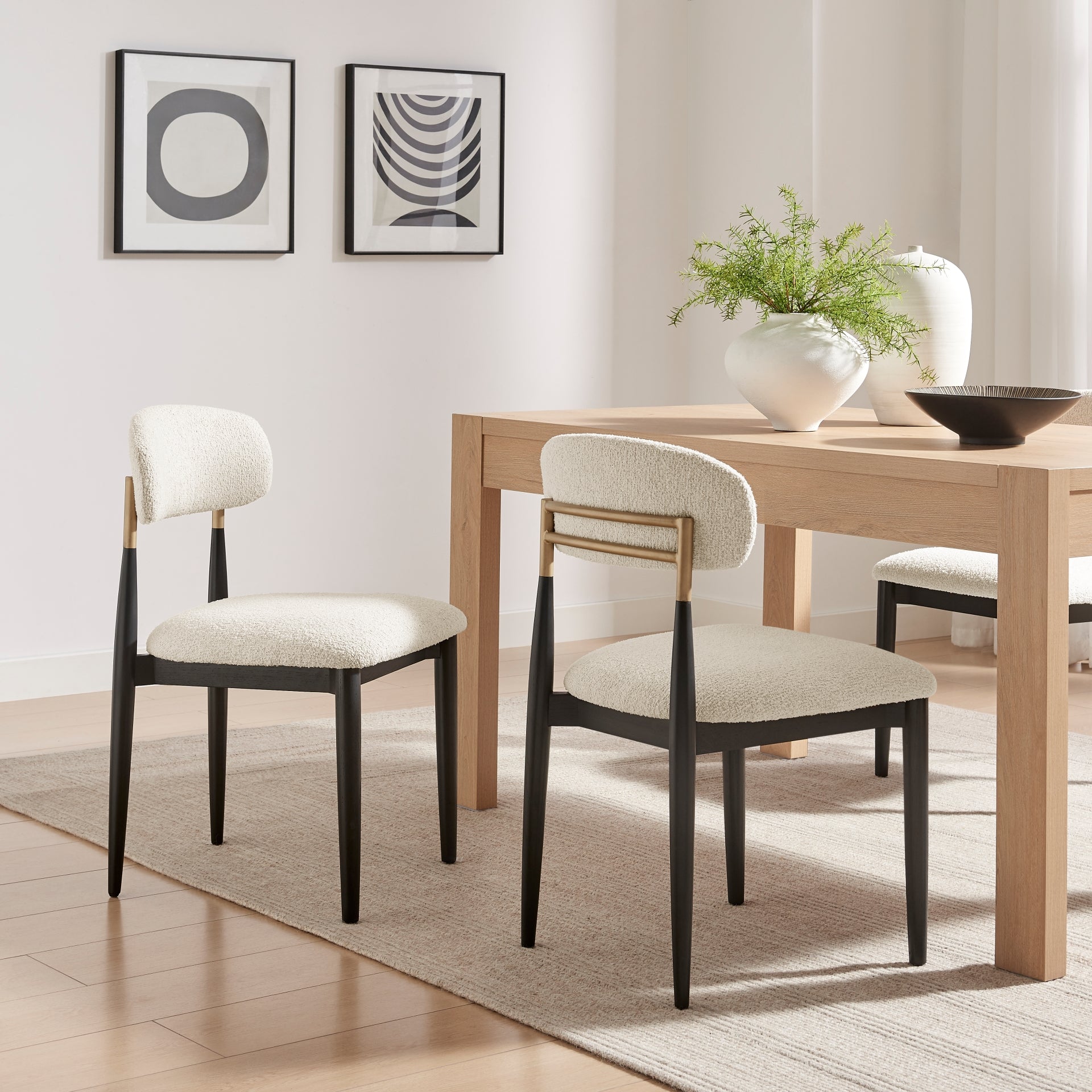 Verna Boucle Dining Side Chair Black Frame (Set of 2) - What A Room
