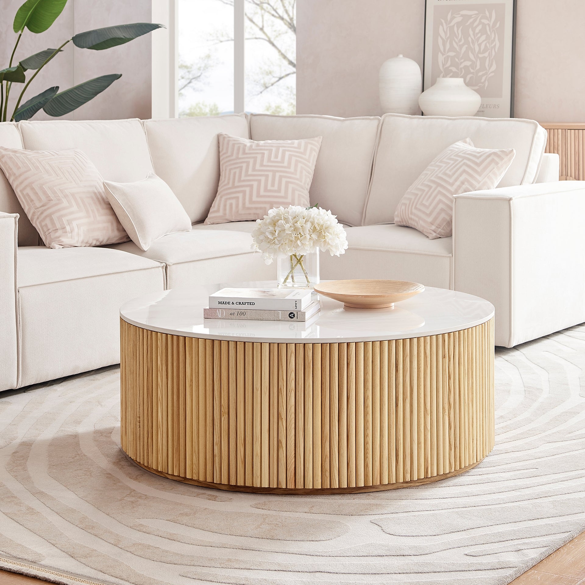 Ingrid Ceramic Top 39.5" Round Coffee Table - What A Room