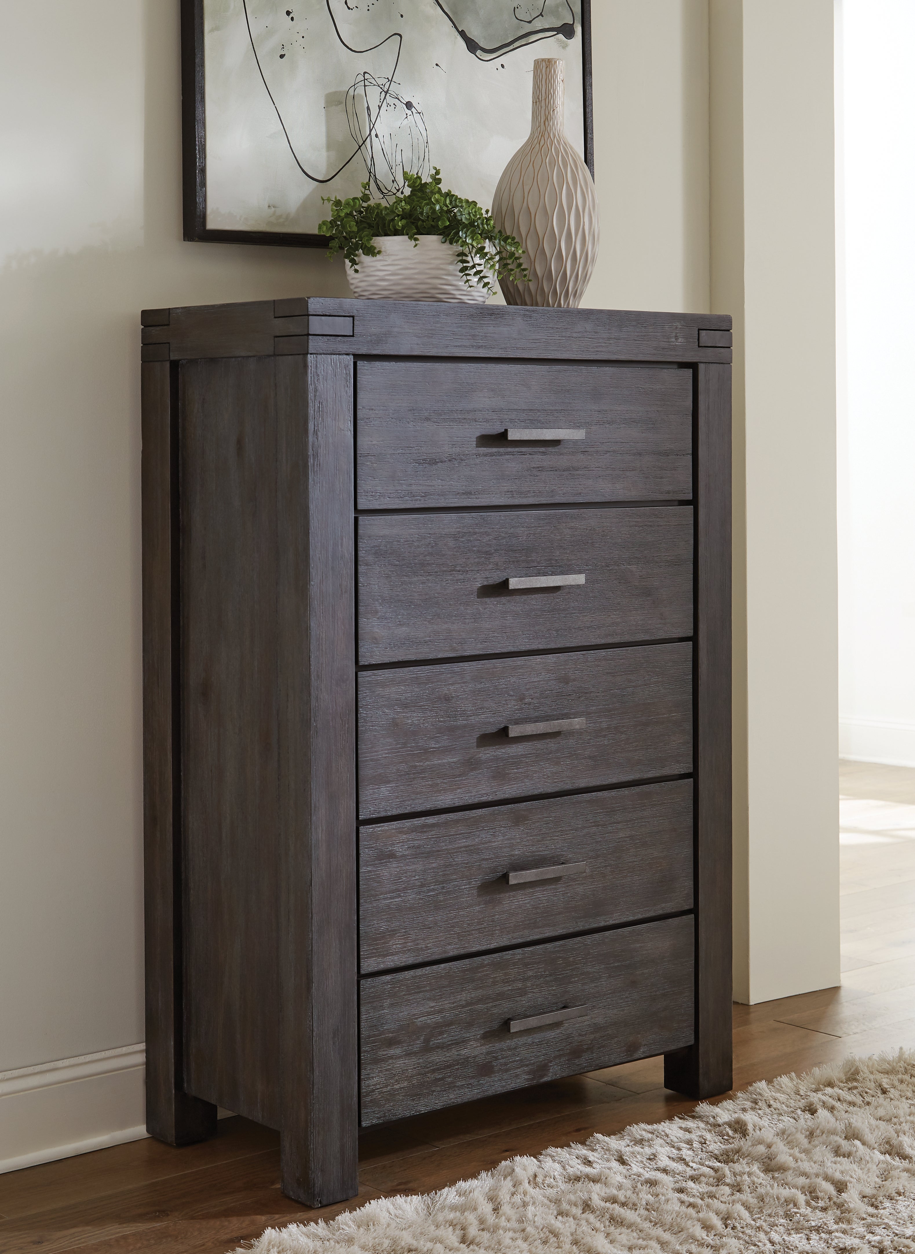 Meadow Five Drawer Solid Wood Chest in Graphite - What A Room