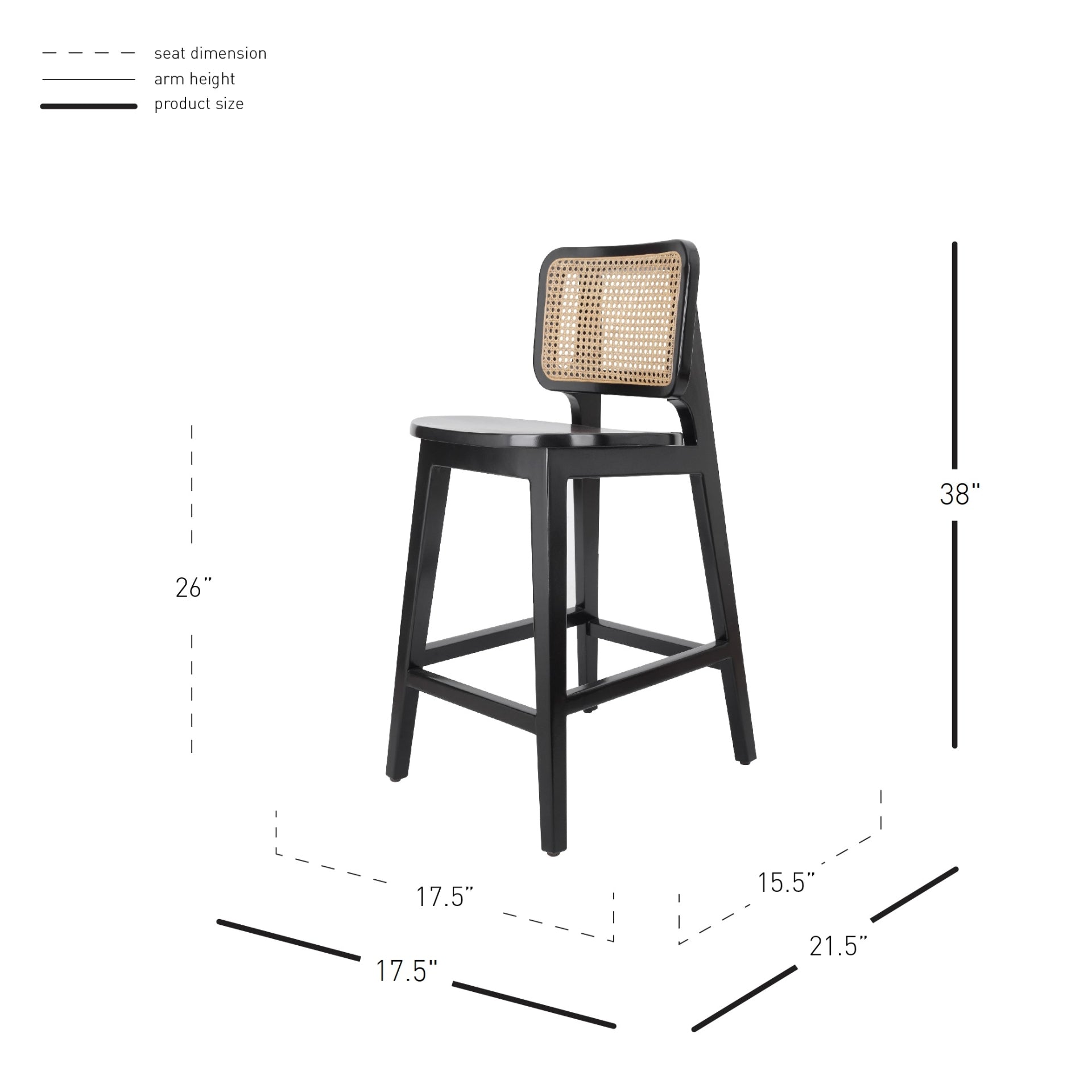 Maury Wood Counter Stool w/ Rattan - What A Room