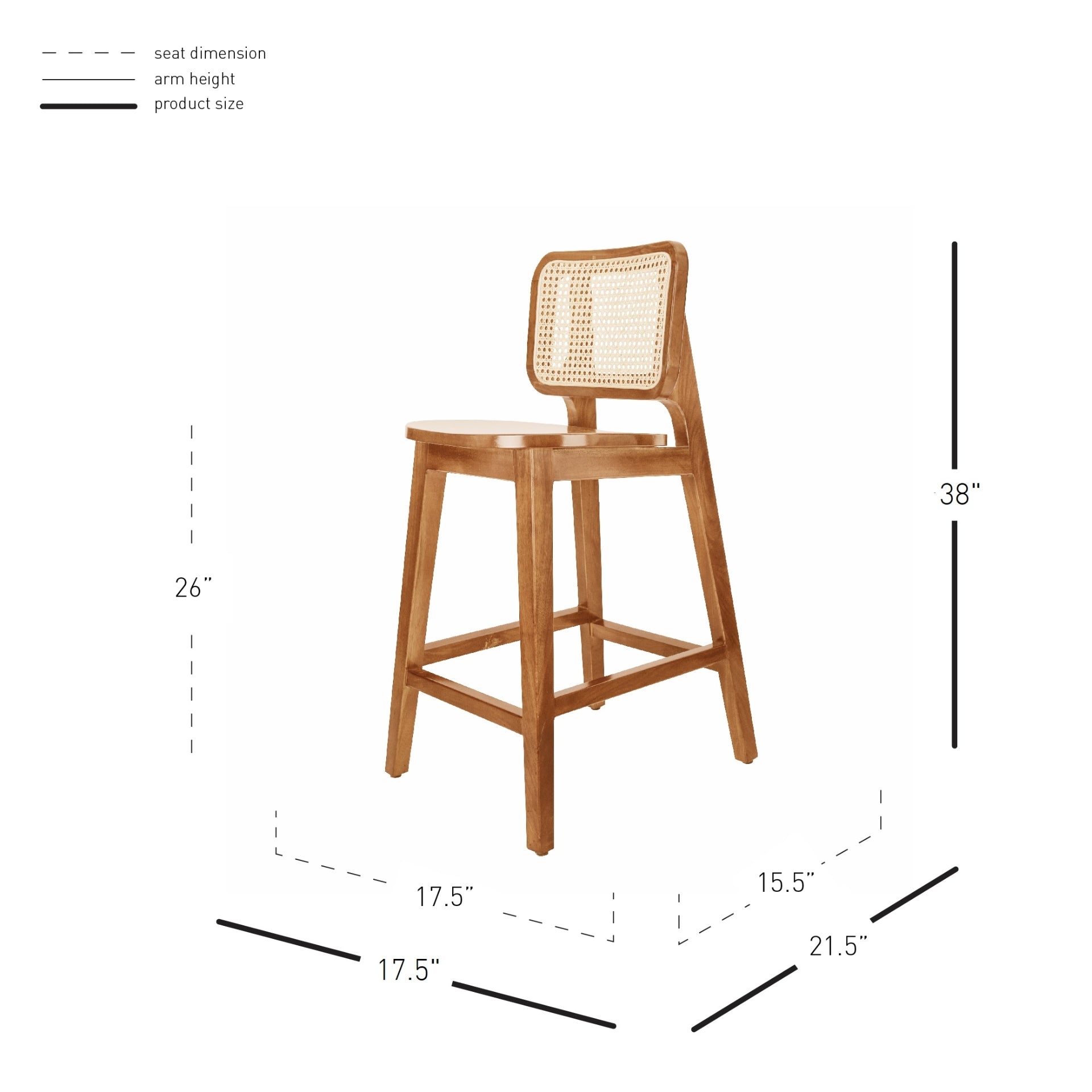 Maury Wood Counter Stool w/ Rattan - What A Room