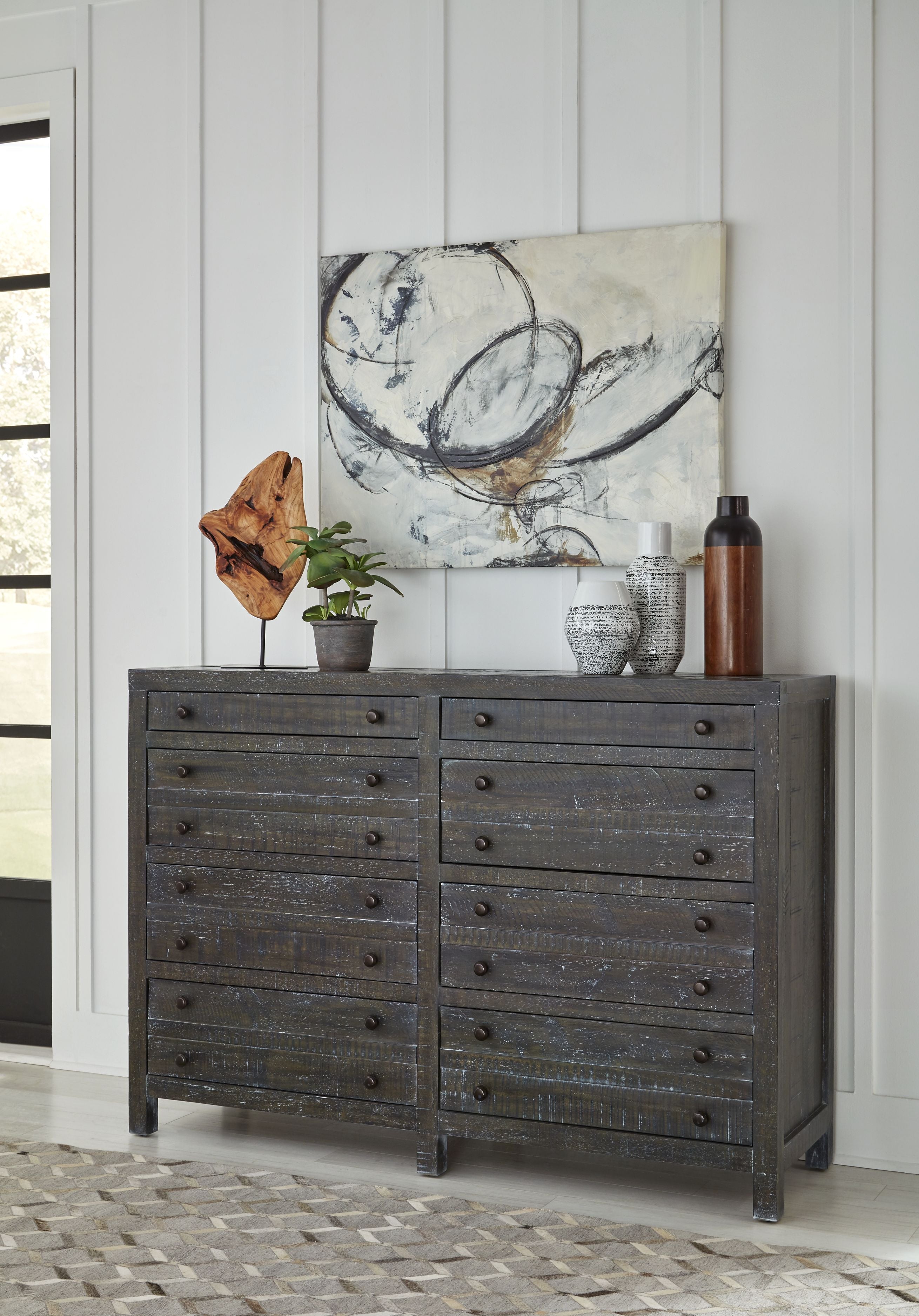 Townsend Solid Wood Eight Drawer Dresser in Gunmetal - What A Room