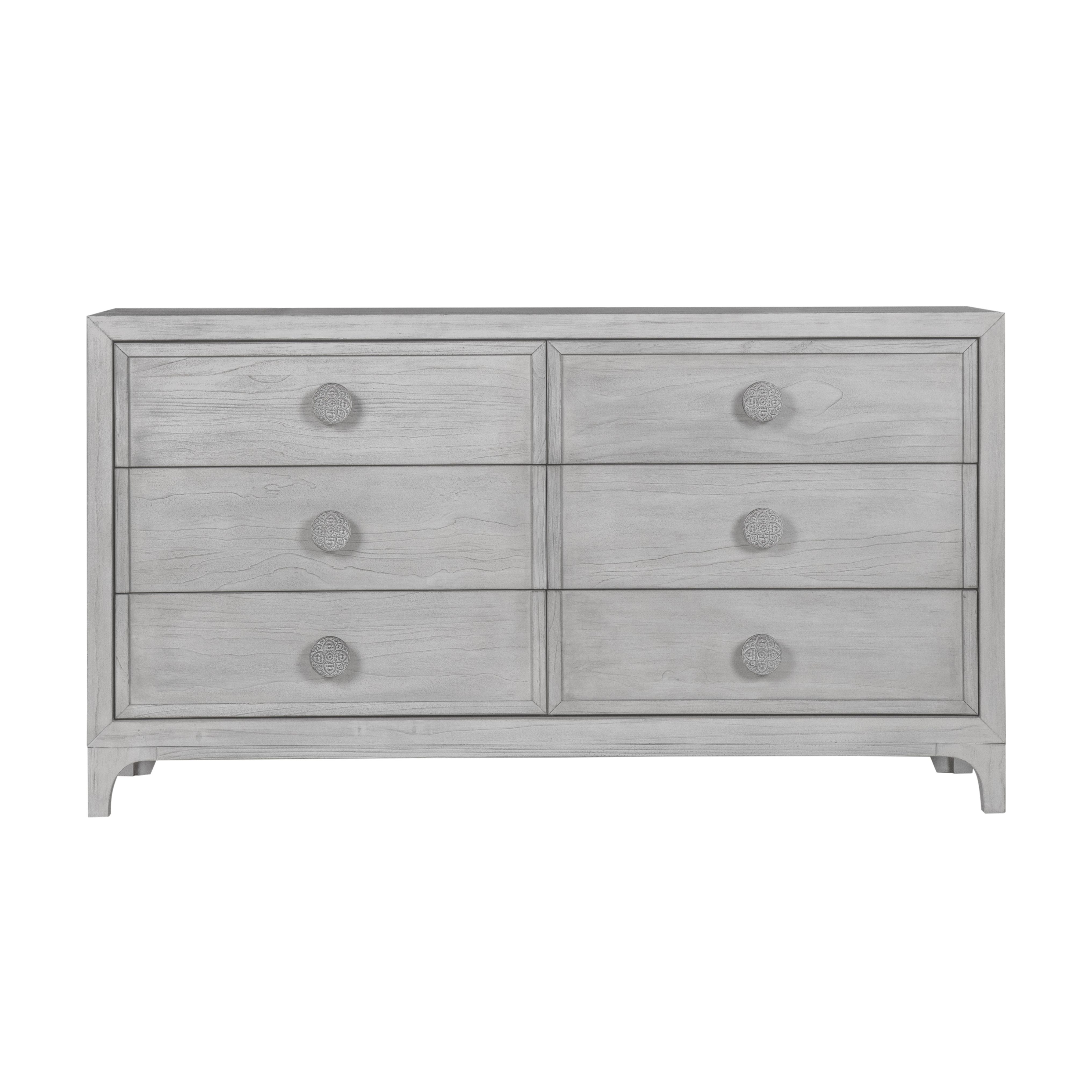 Boho Chic Six-Drawer Dresser in Washed White - What A Room
