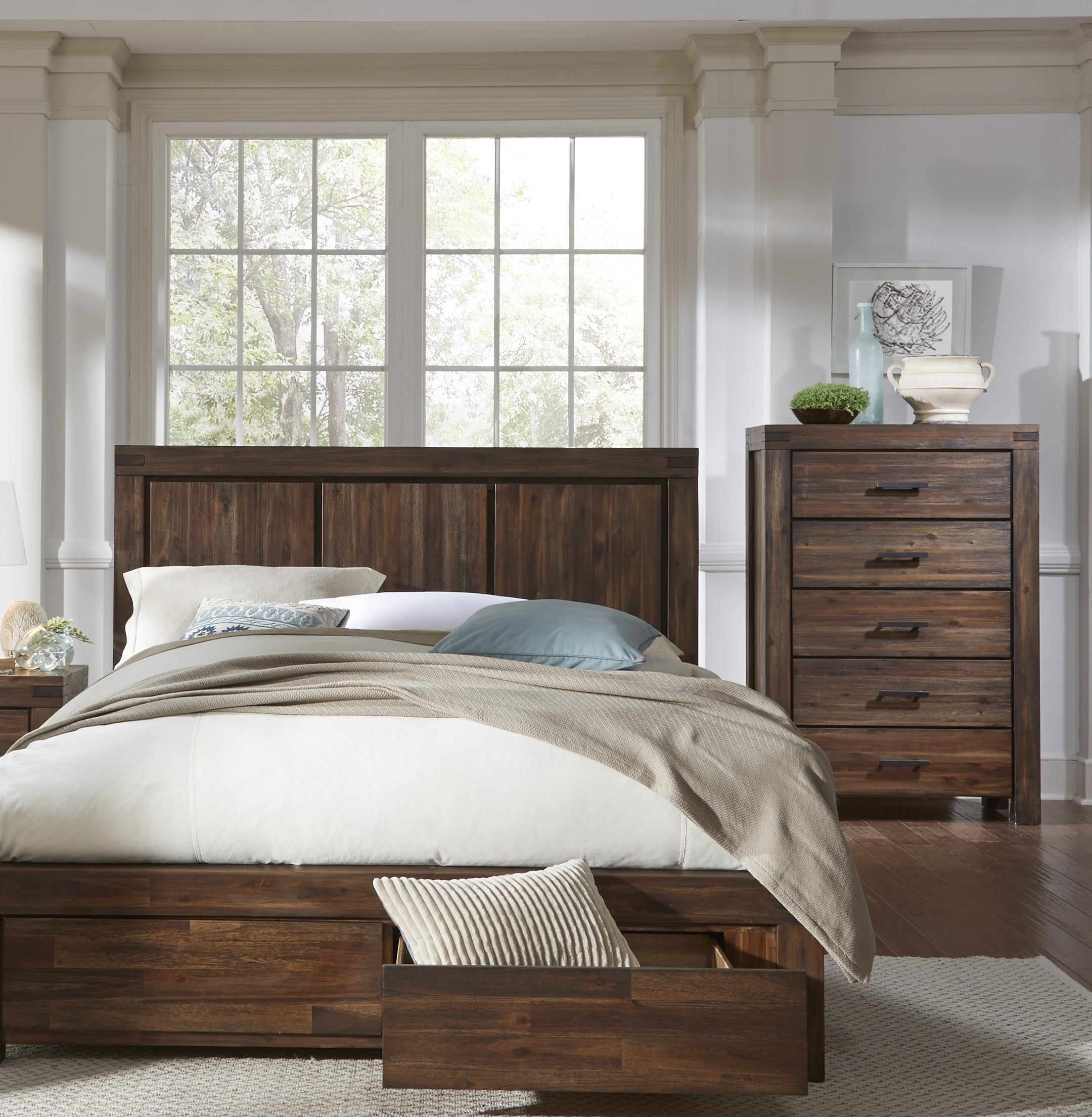 Meadow Five Drawer Solid Wood Chest in Brick Brown - What A Room