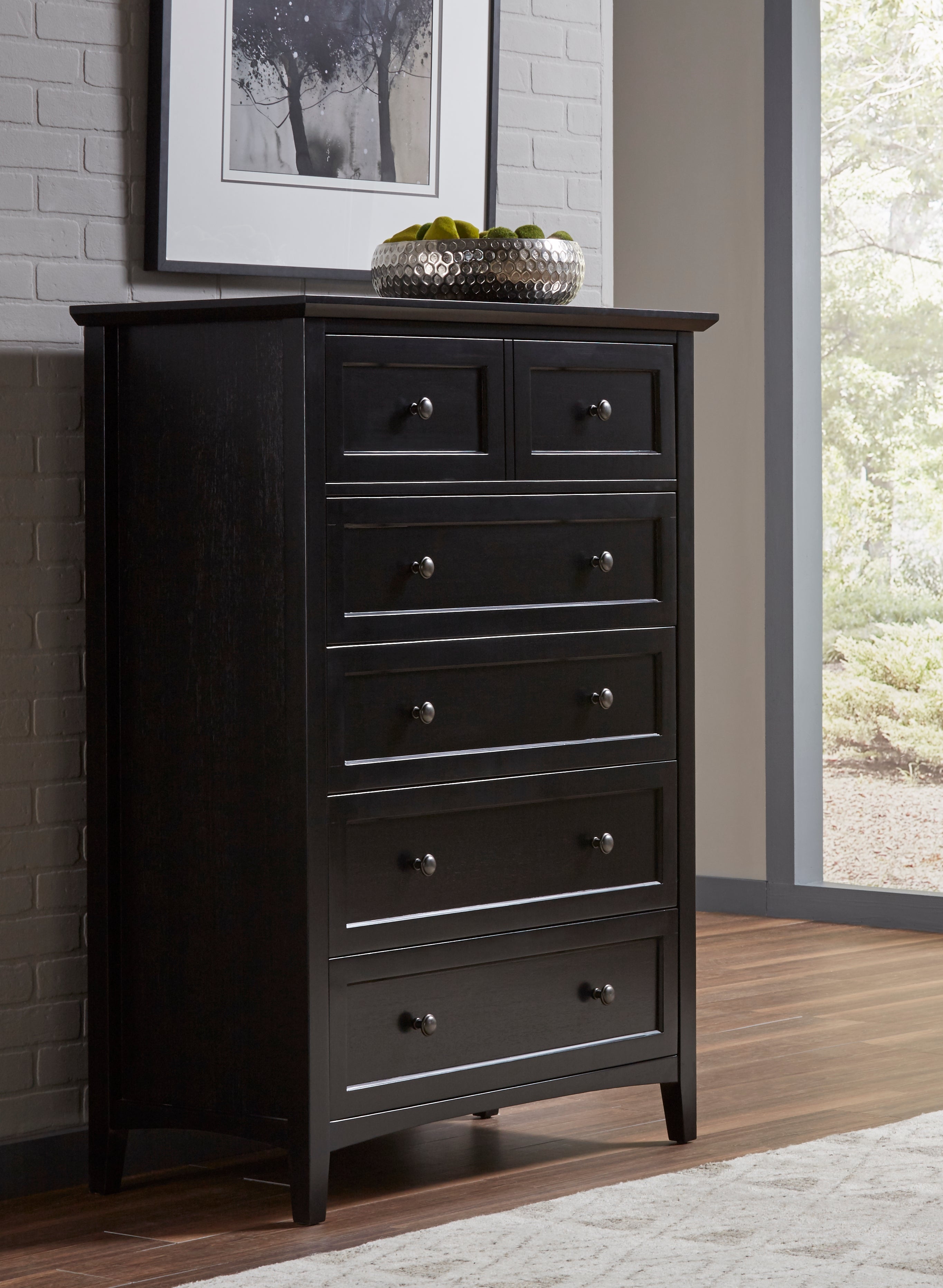 Paragon Five Drawer Chest in Black - What A Room
