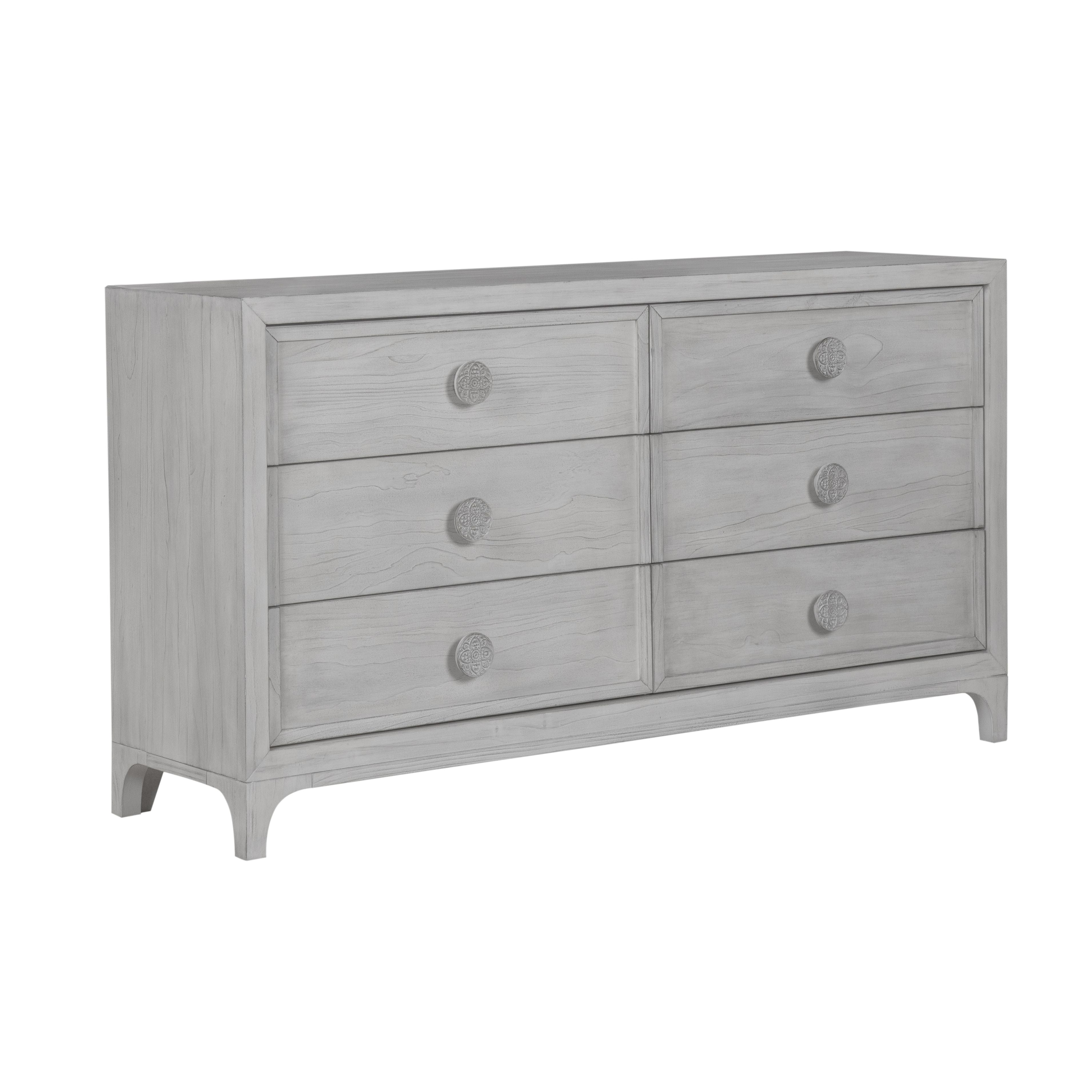 Boho Chic Six-Drawer Dresser in Washed White - What A Room