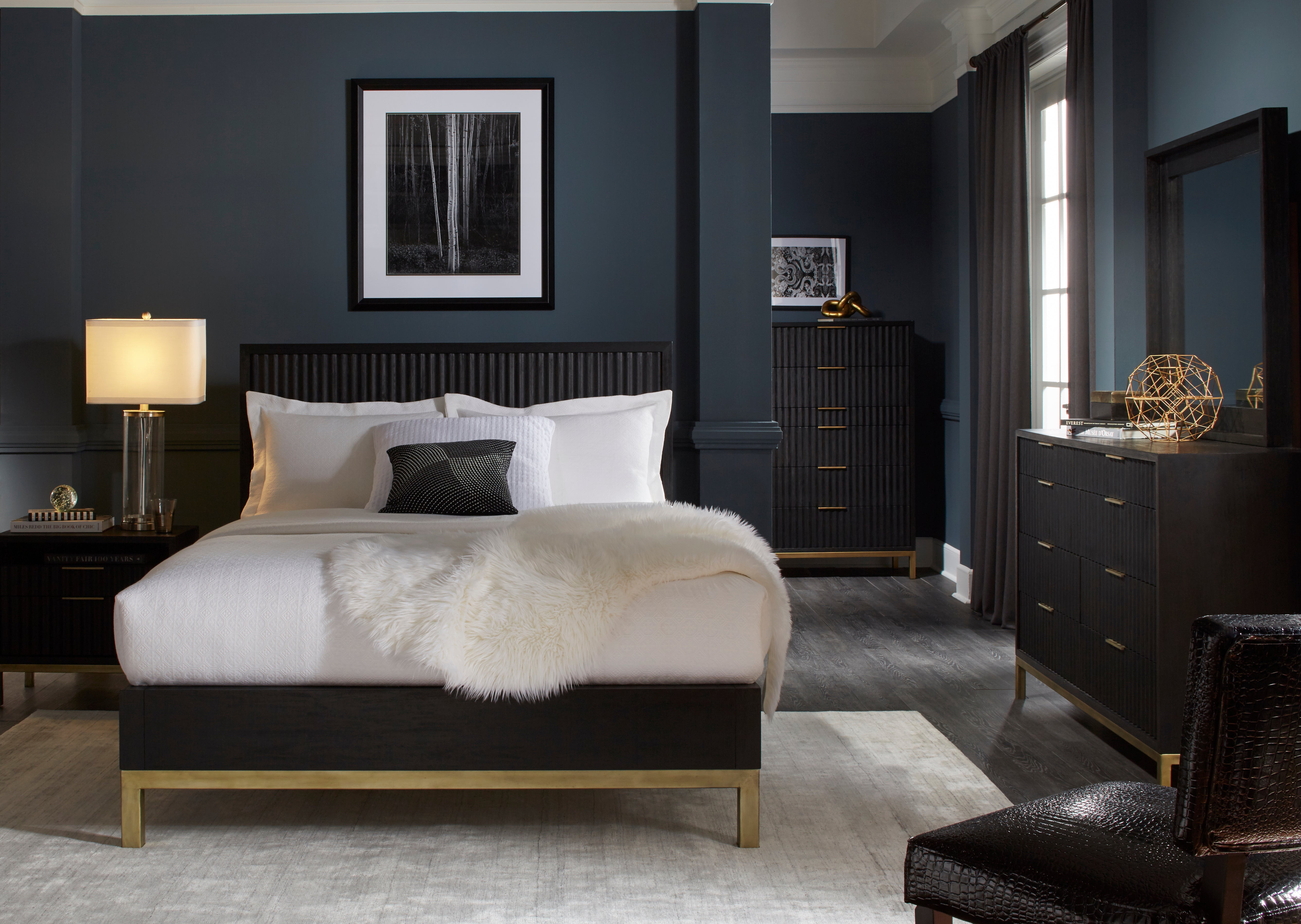 Kentifield Solid Wood Eight Drawer Dresser in Black Drifted Oak - What A Room
