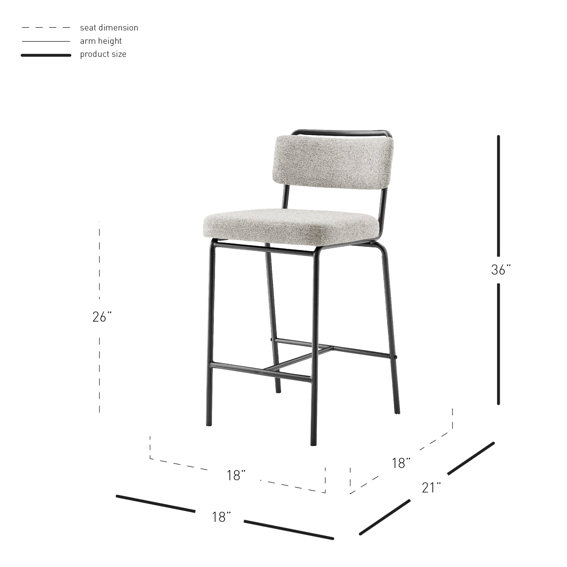 Zander  Fabric Counter Stool (Set of 4) - What A Room