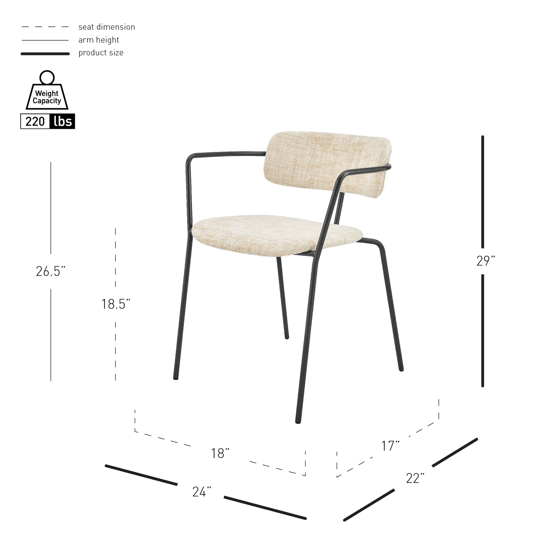 Alivia  Fabric Dining Side Arm Chair (Set of 2) - What A Room