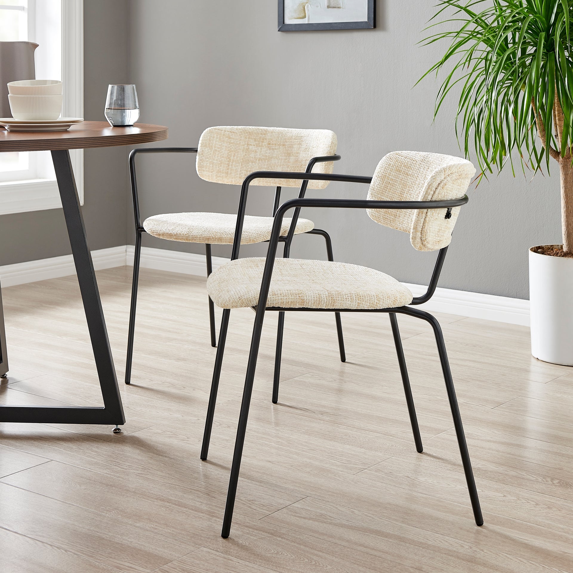 Alivia  Fabric Dining Side Arm Chair (Set of 2) - What A Room