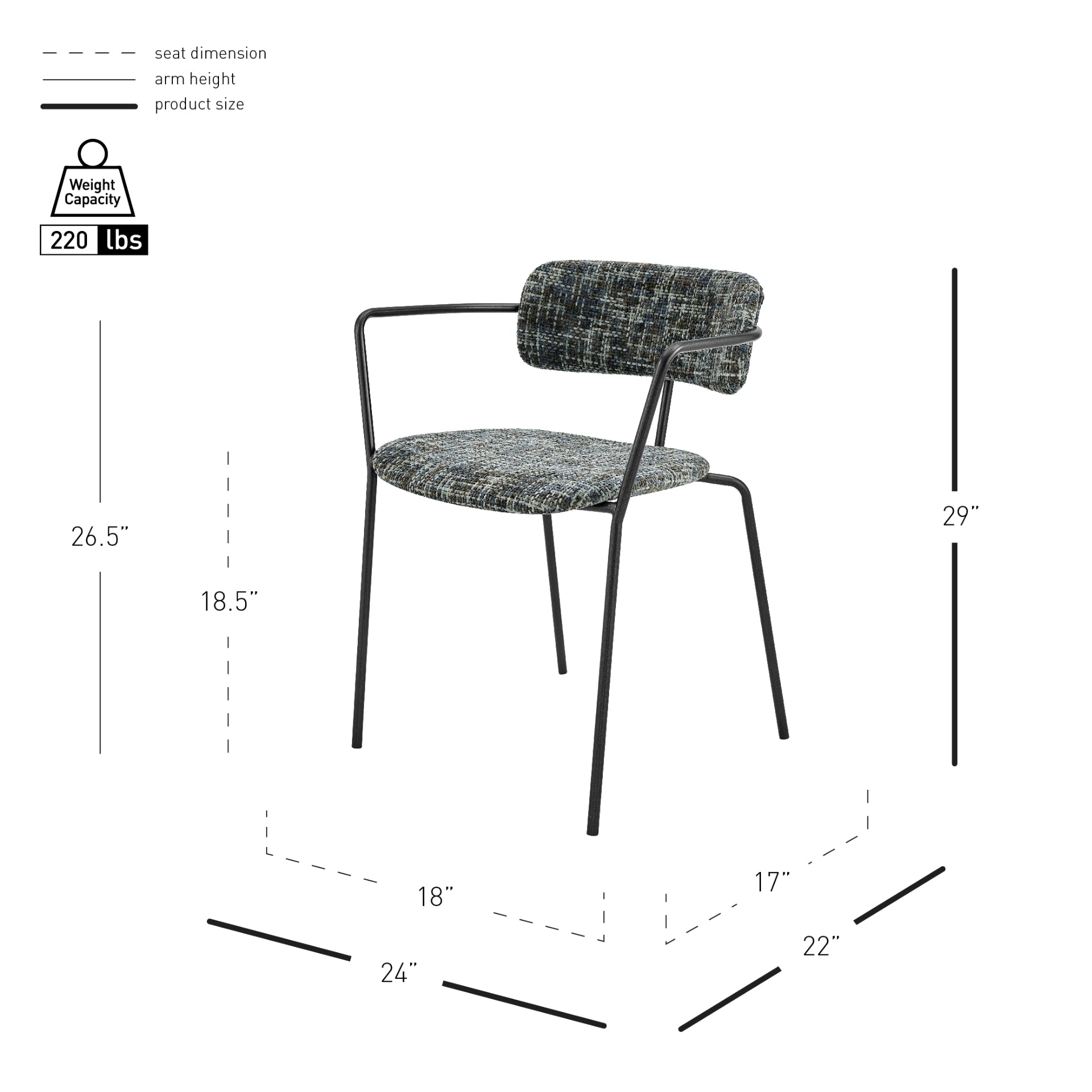 Alivia  Fabric Dining Side Arm Chair (Set of 2) - What A Room