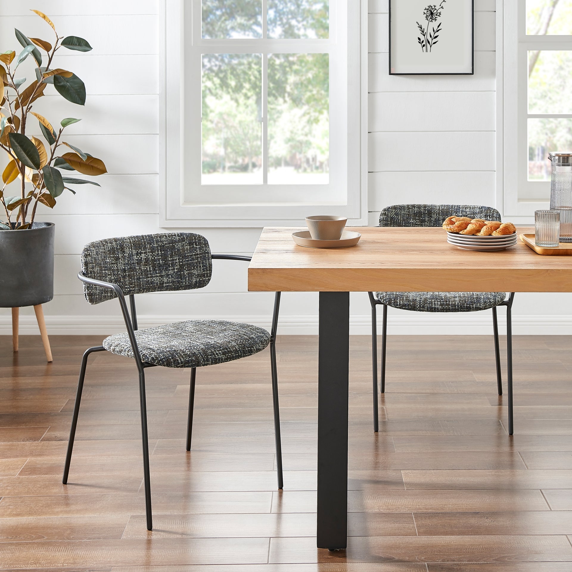 Alivia  Fabric Dining Side Arm Chair (Set of 2) - What A Room