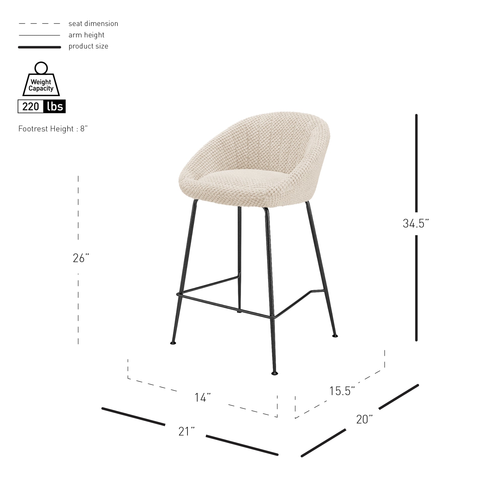 Watson  Fabric Counter Stool (Set of 2) - What A Room