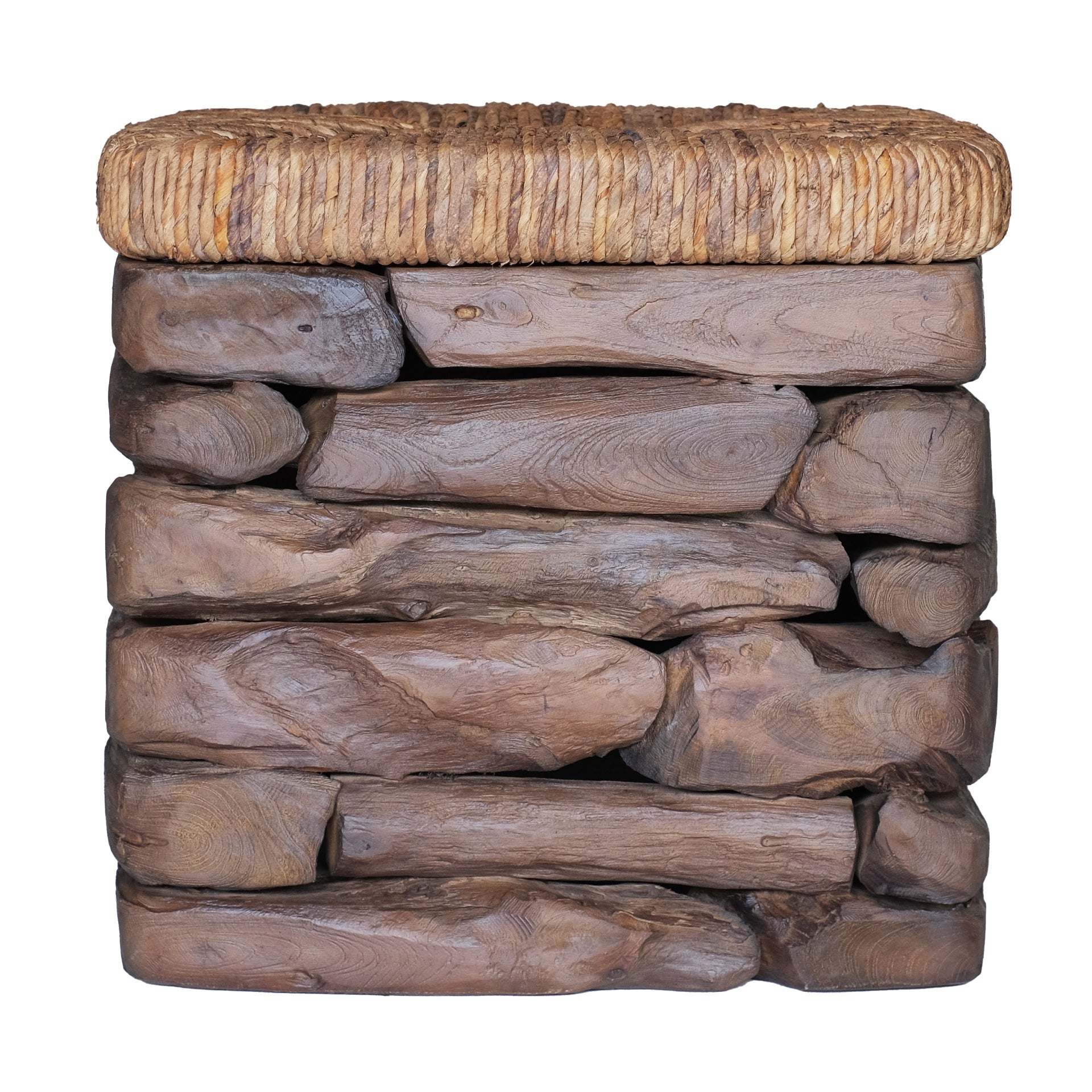 Thiago Reclaimed Teak Square Side/End Table w/ Abaca Top - What A Room