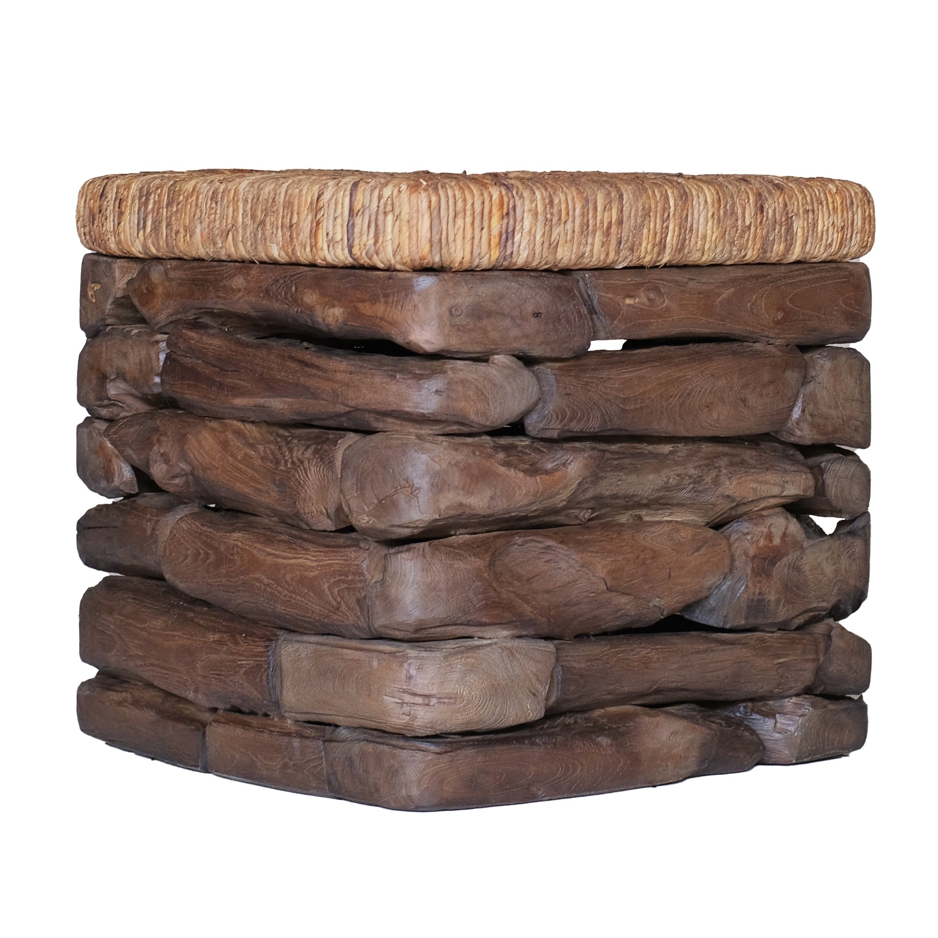 Thiago Reclaimed Teak Square Side/End Table w/ Abaca Top - What A Room