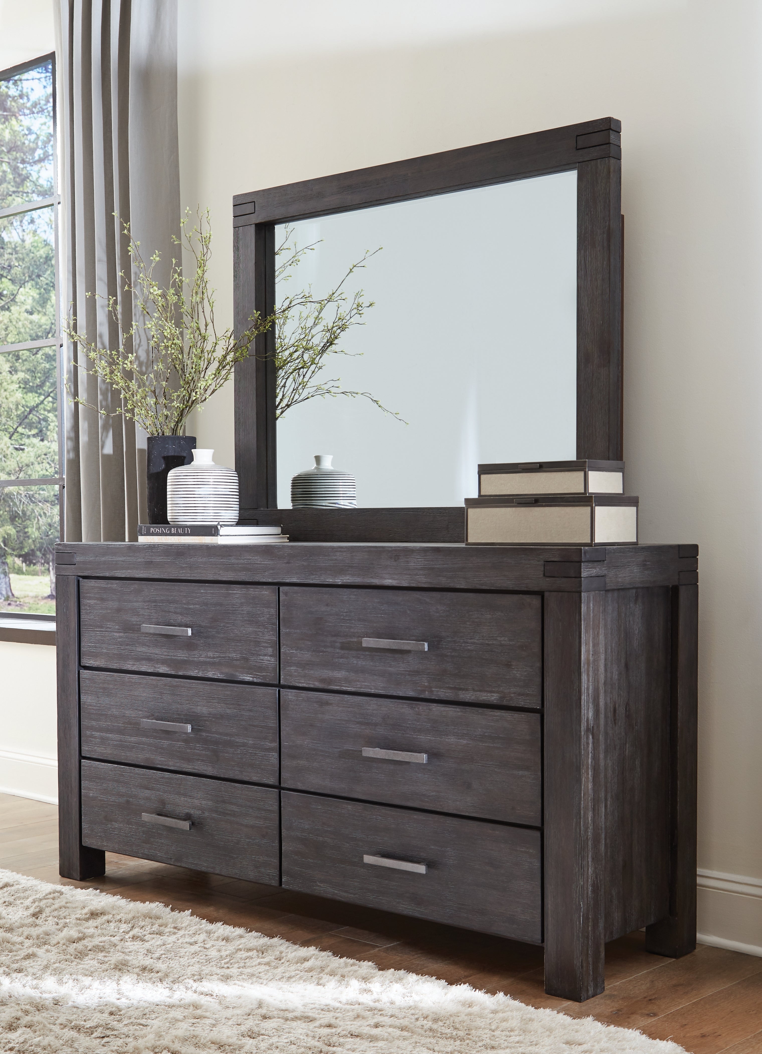 Meadow Six Drawer Solid Wood Dresser in Graphite - What A Room