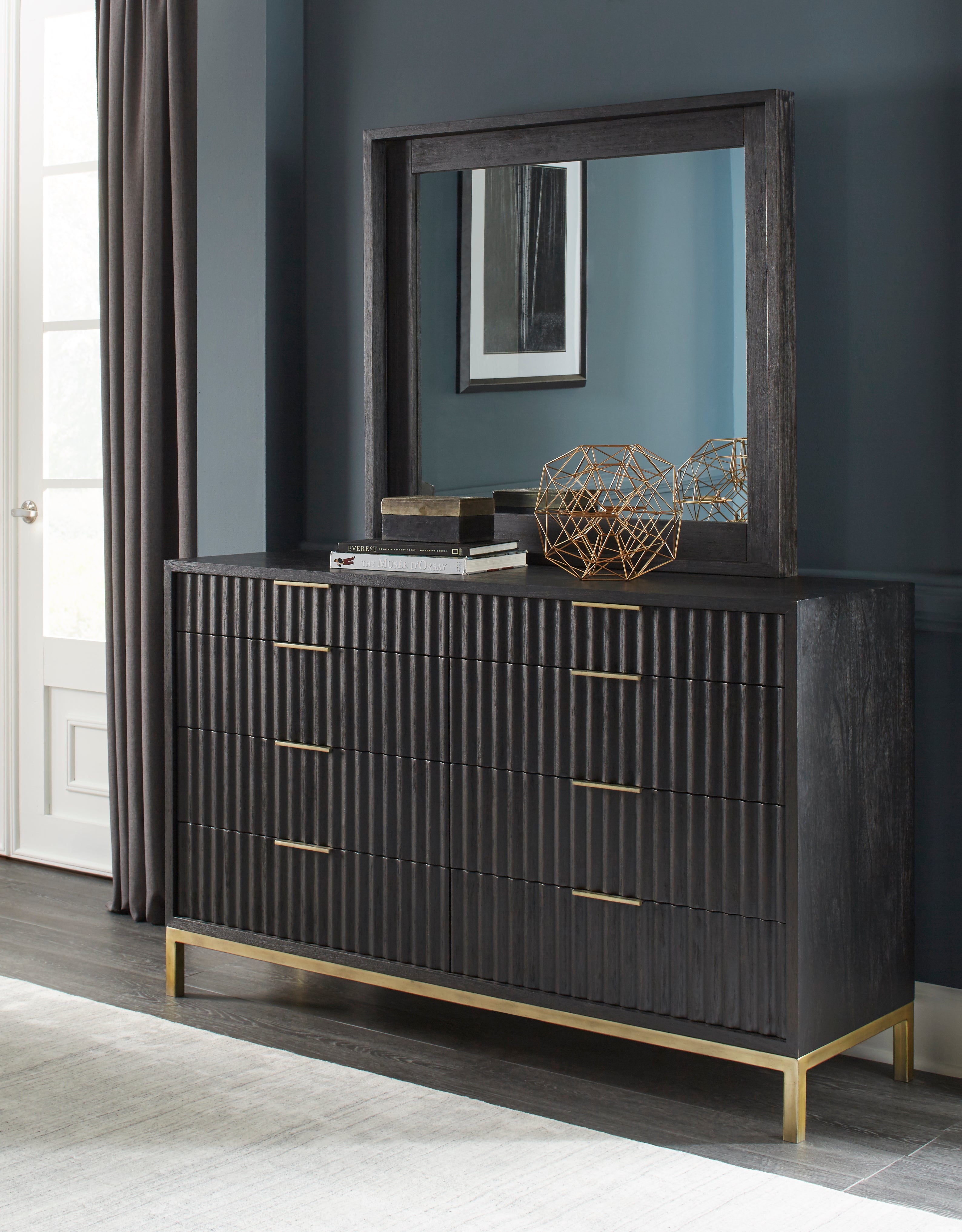 Kentifield Solid Wood Eight Drawer Dresser in Black Drifted Oak - What A Room