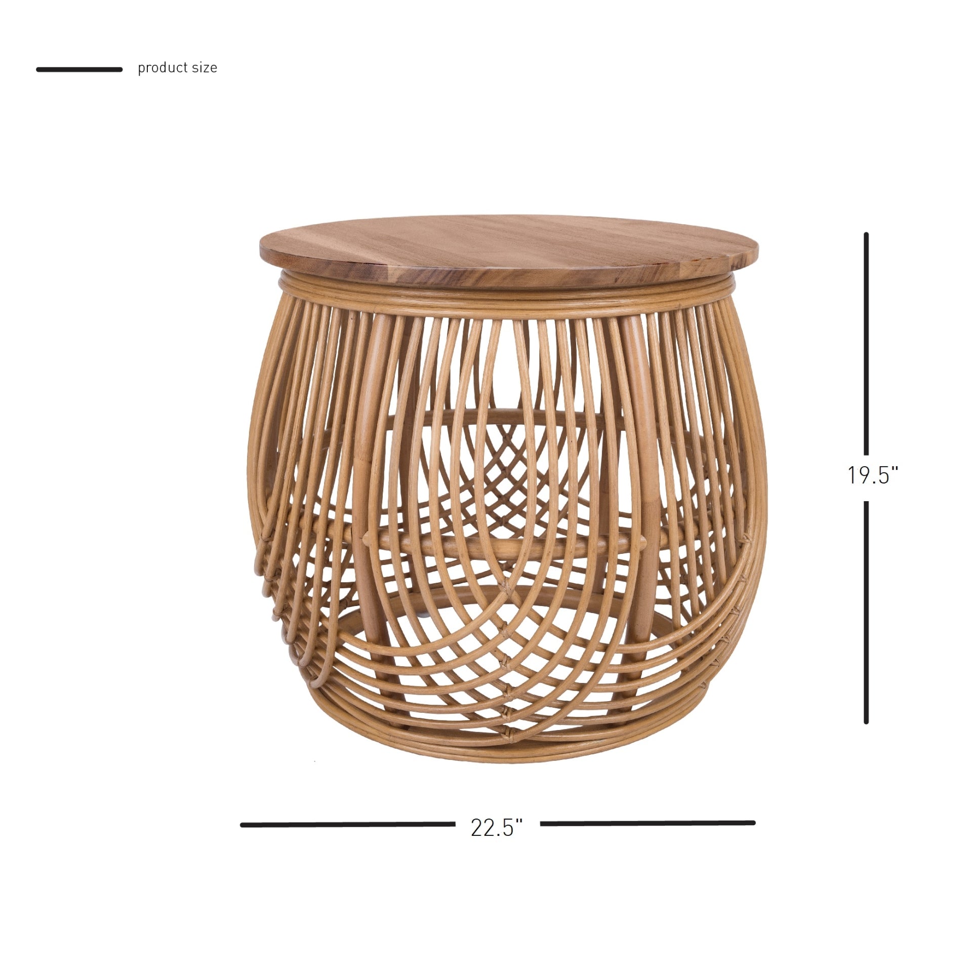 Arlo Rattan Side/ End Table w/ Wood Top - What A Room