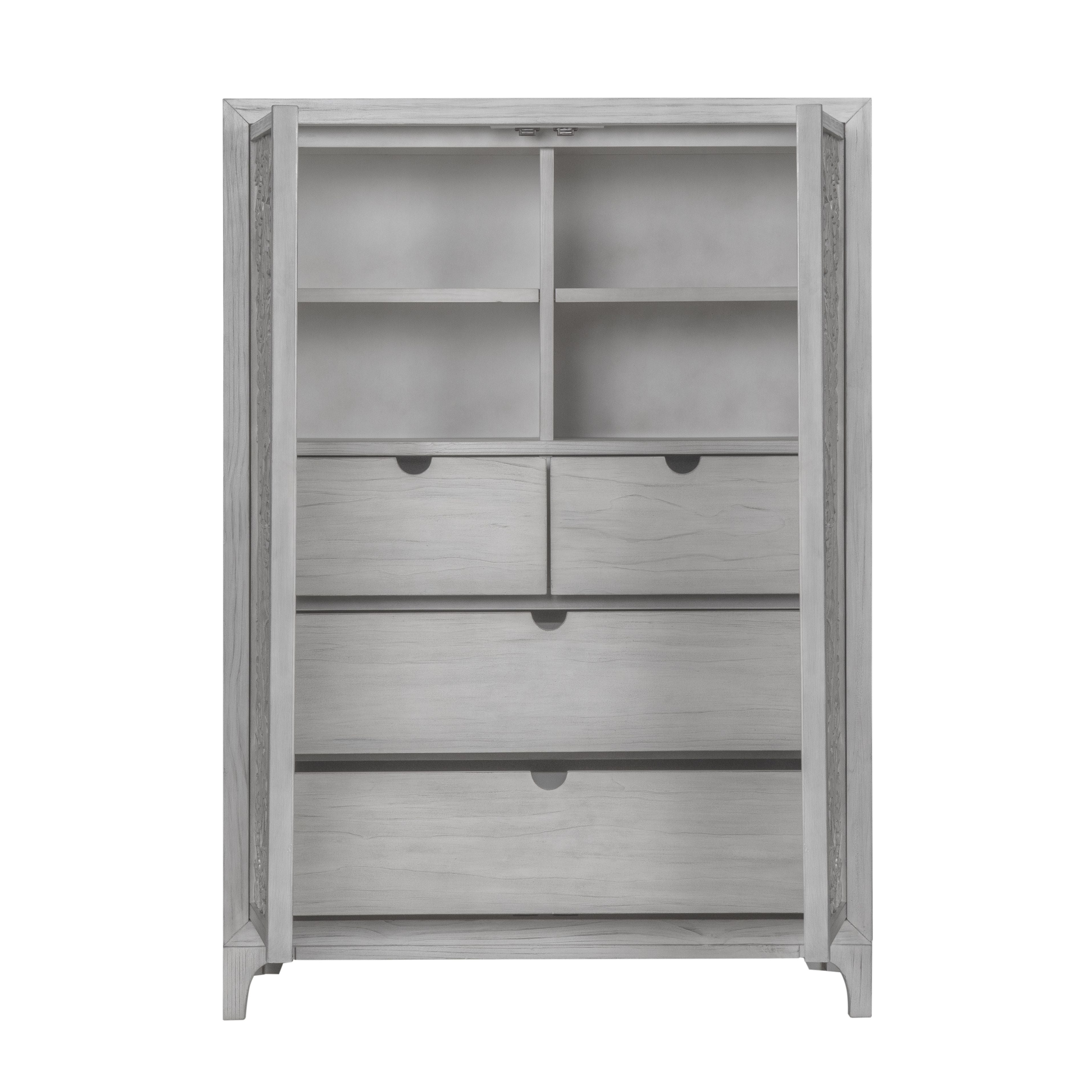 Boho Chic Wardrobe Chest in Washed White - What A Room
