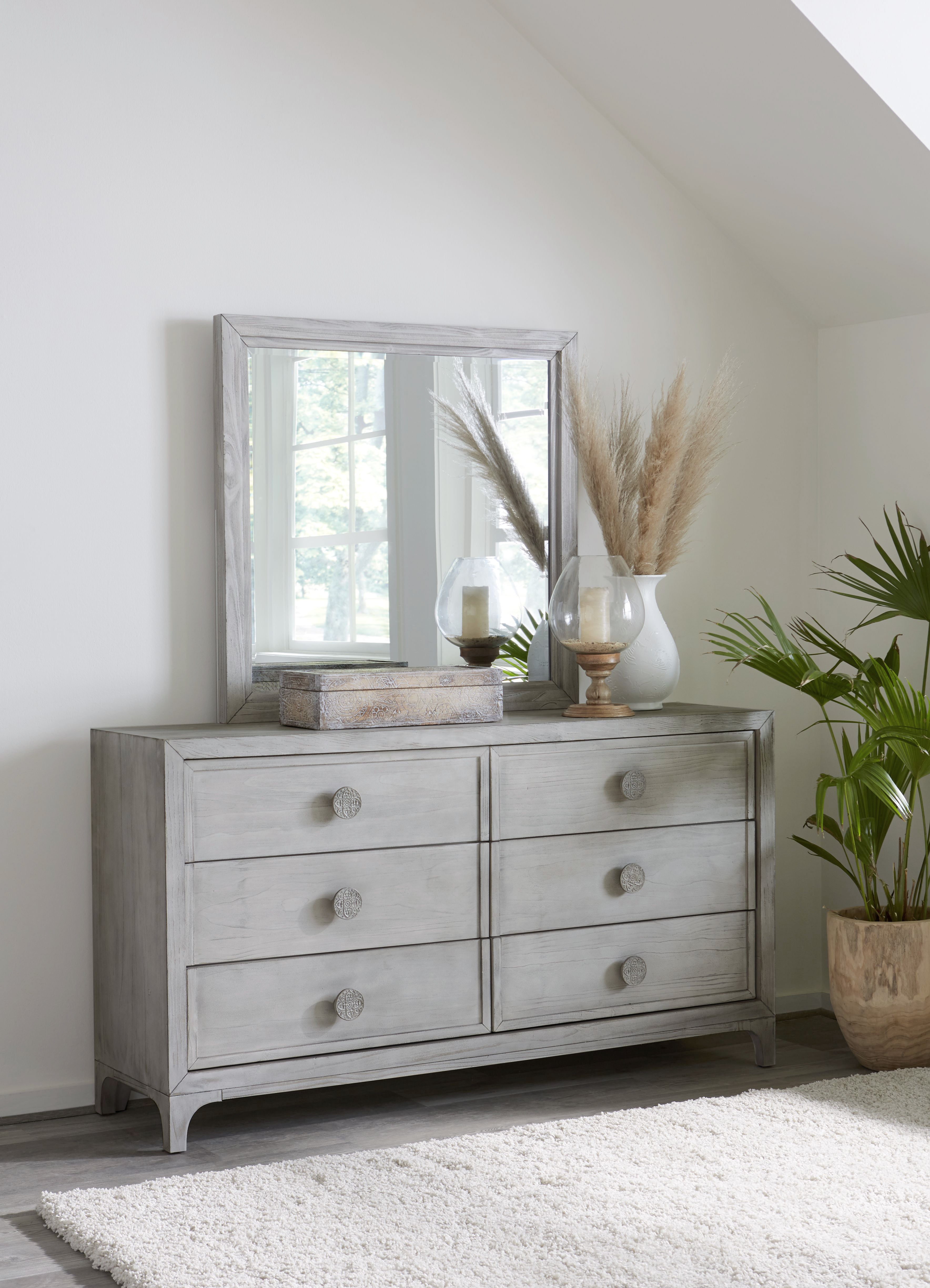 Boho Chic Six-Drawer Dresser in Washed White - What A Room
