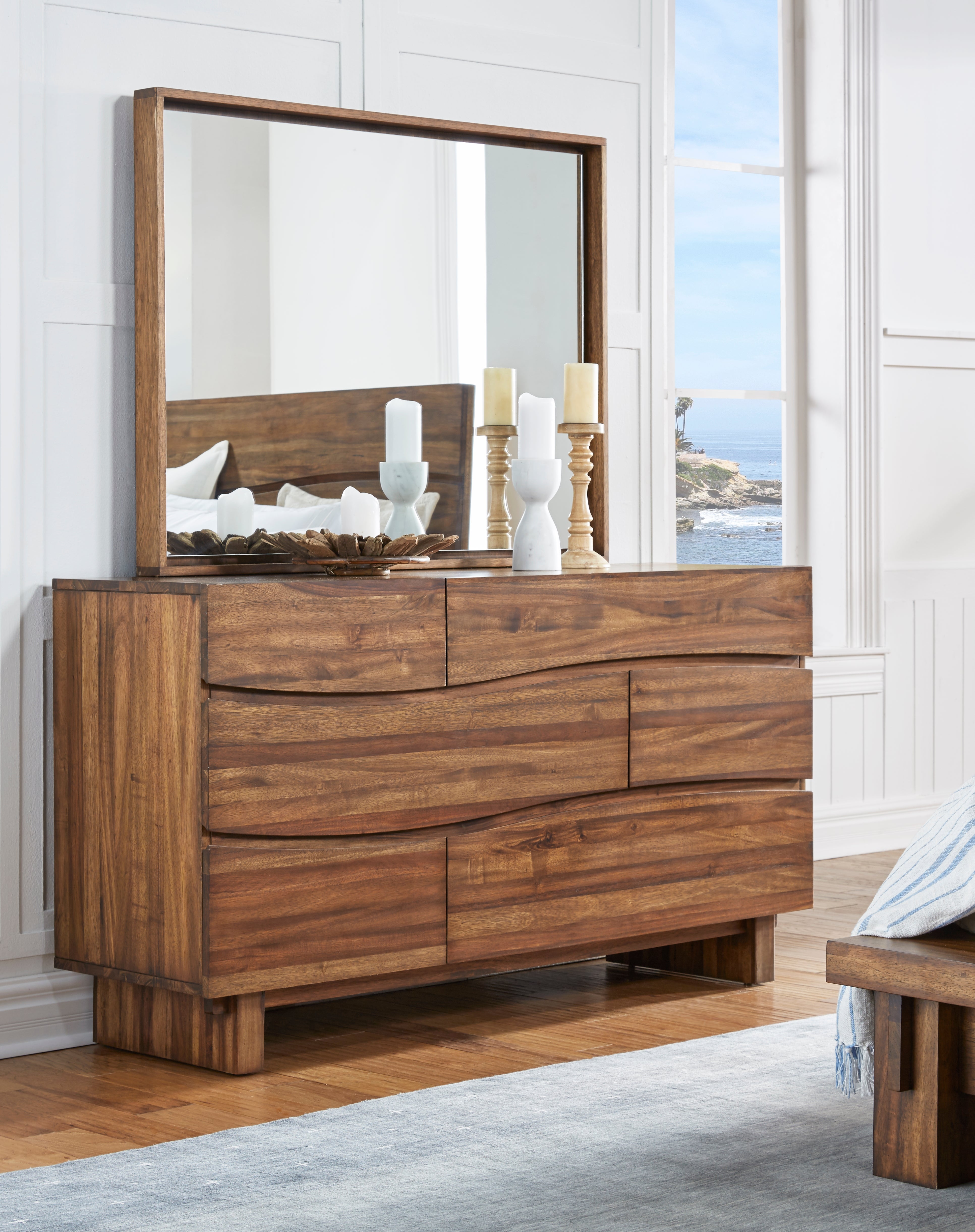 Ocean Six Drawer Solid Wood Dresser in Natural Sengon - What A Room