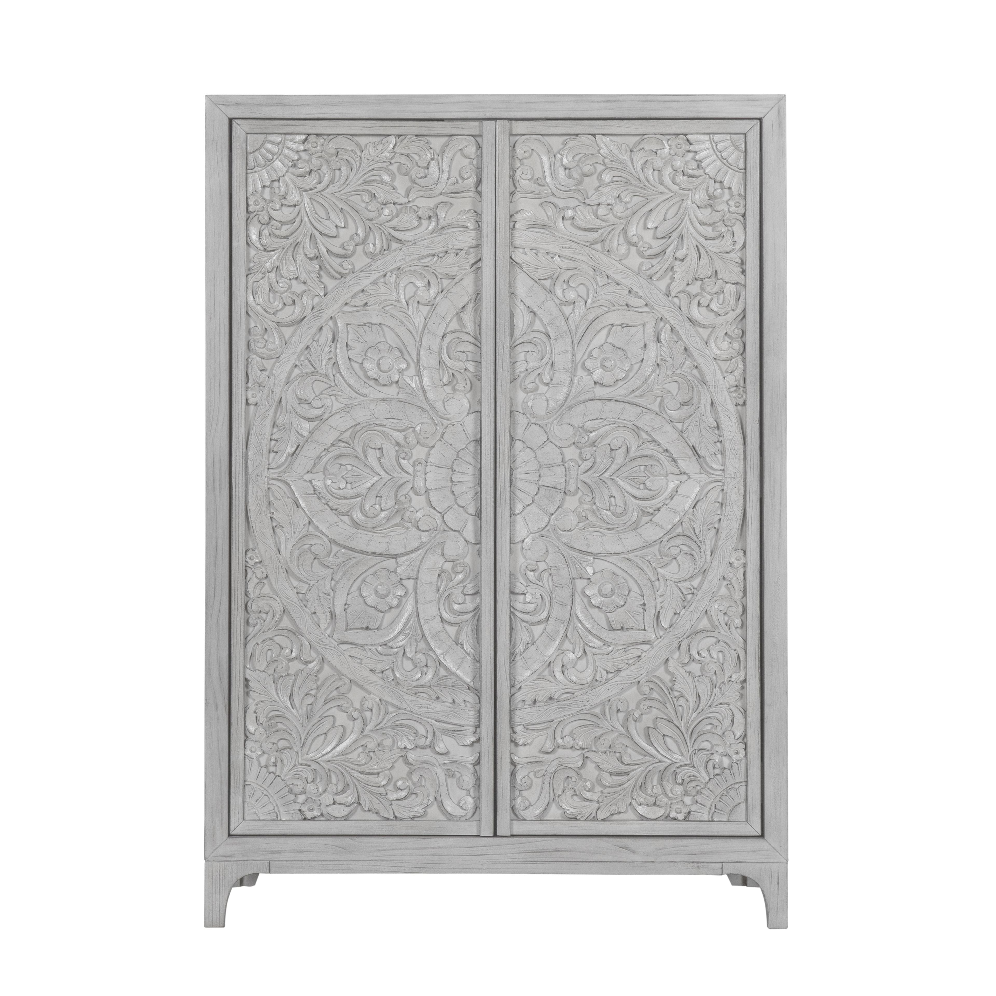 Boho Chic Wardrobe Chest in Washed White - What A Room