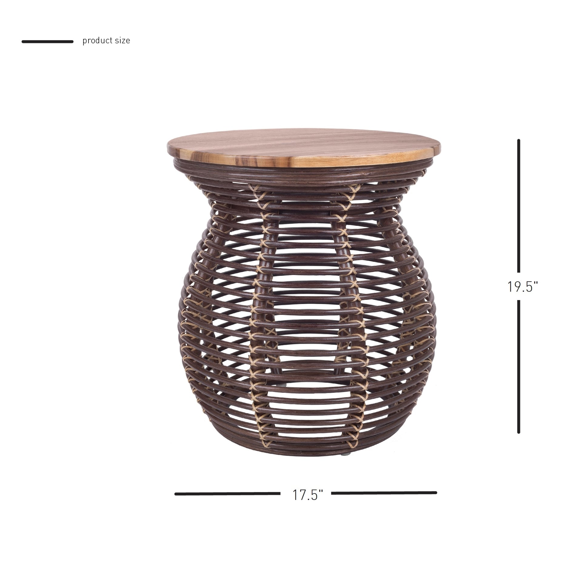 Quito Rattan Side/ End Table w/ Wood Top - What A Room