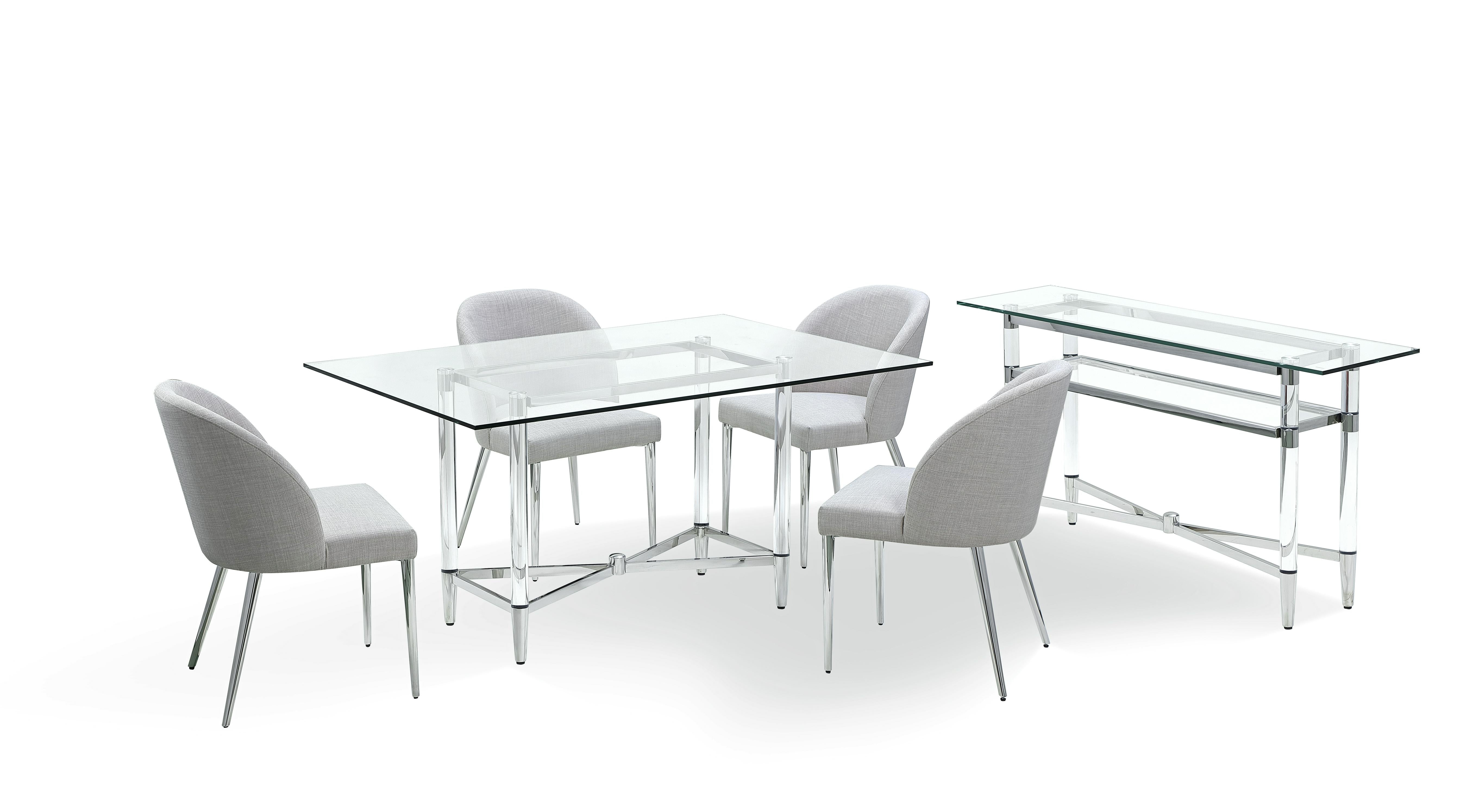 Marilyn Glass Top Dining Server in Polished Stainless Steel and Clear Acrylic - What A Room