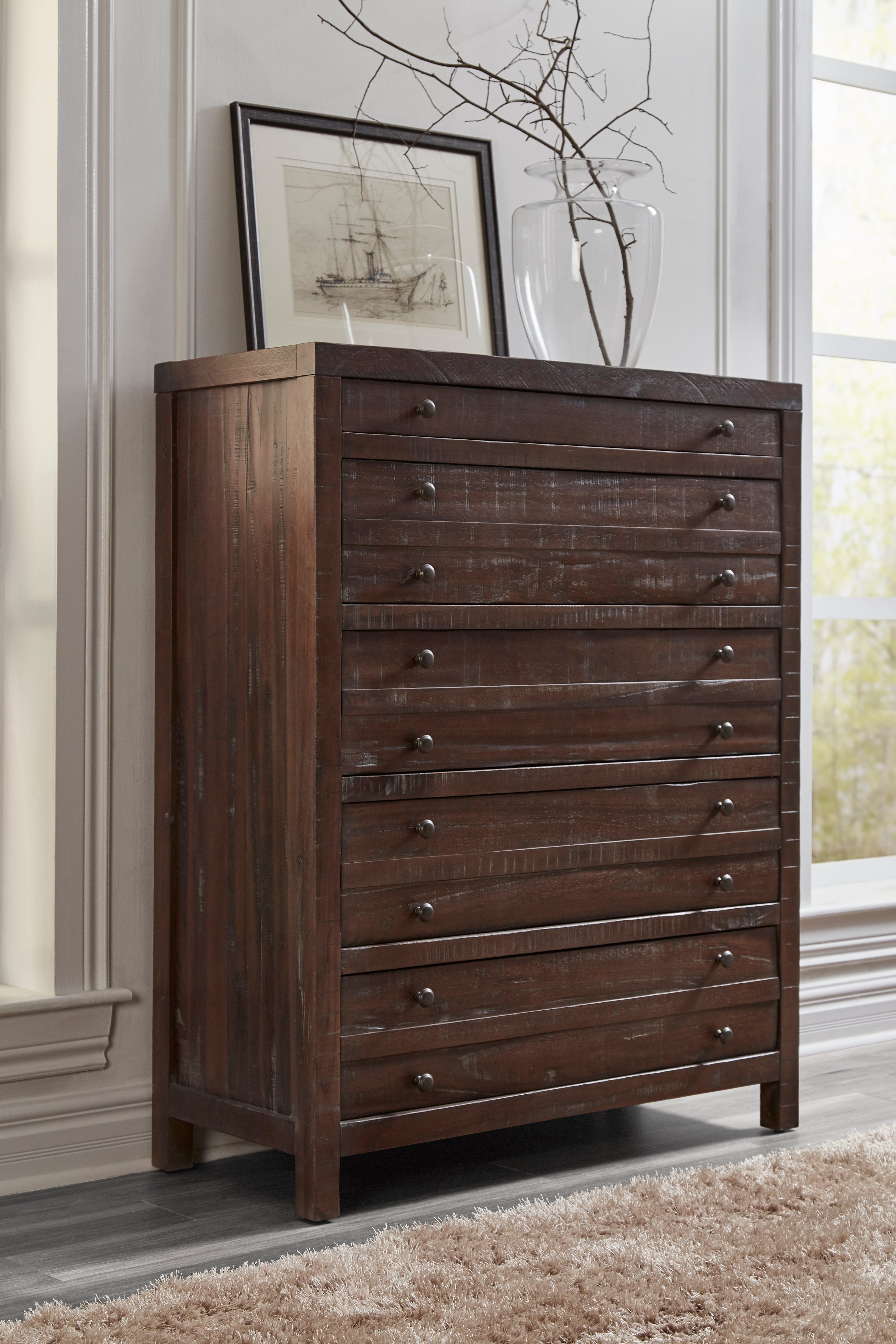 Townsend Five Drawer Solid Wood Chest in Java - What A Room