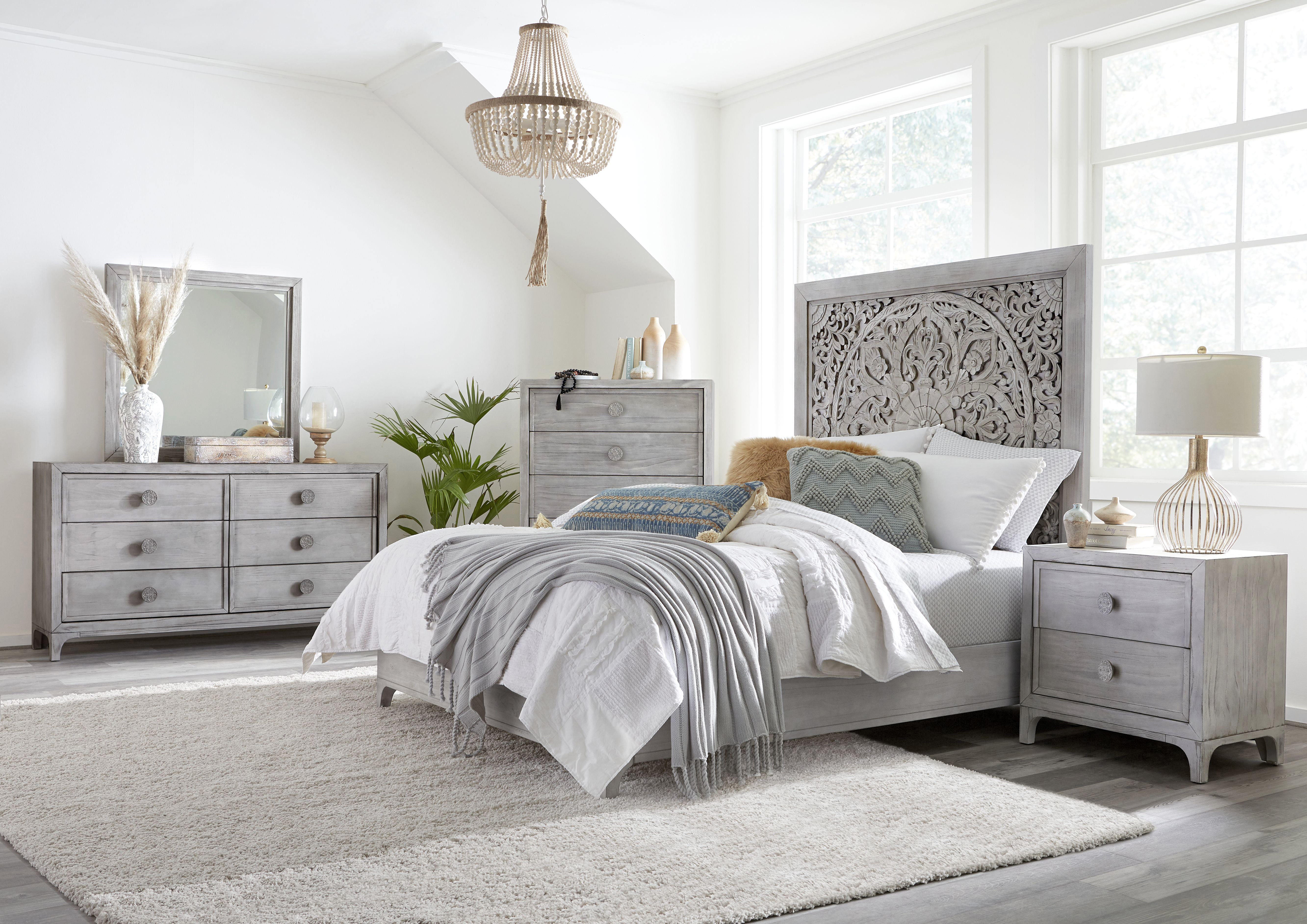 Boho Chic Five-Drawer Chest in Washed White - What A Room