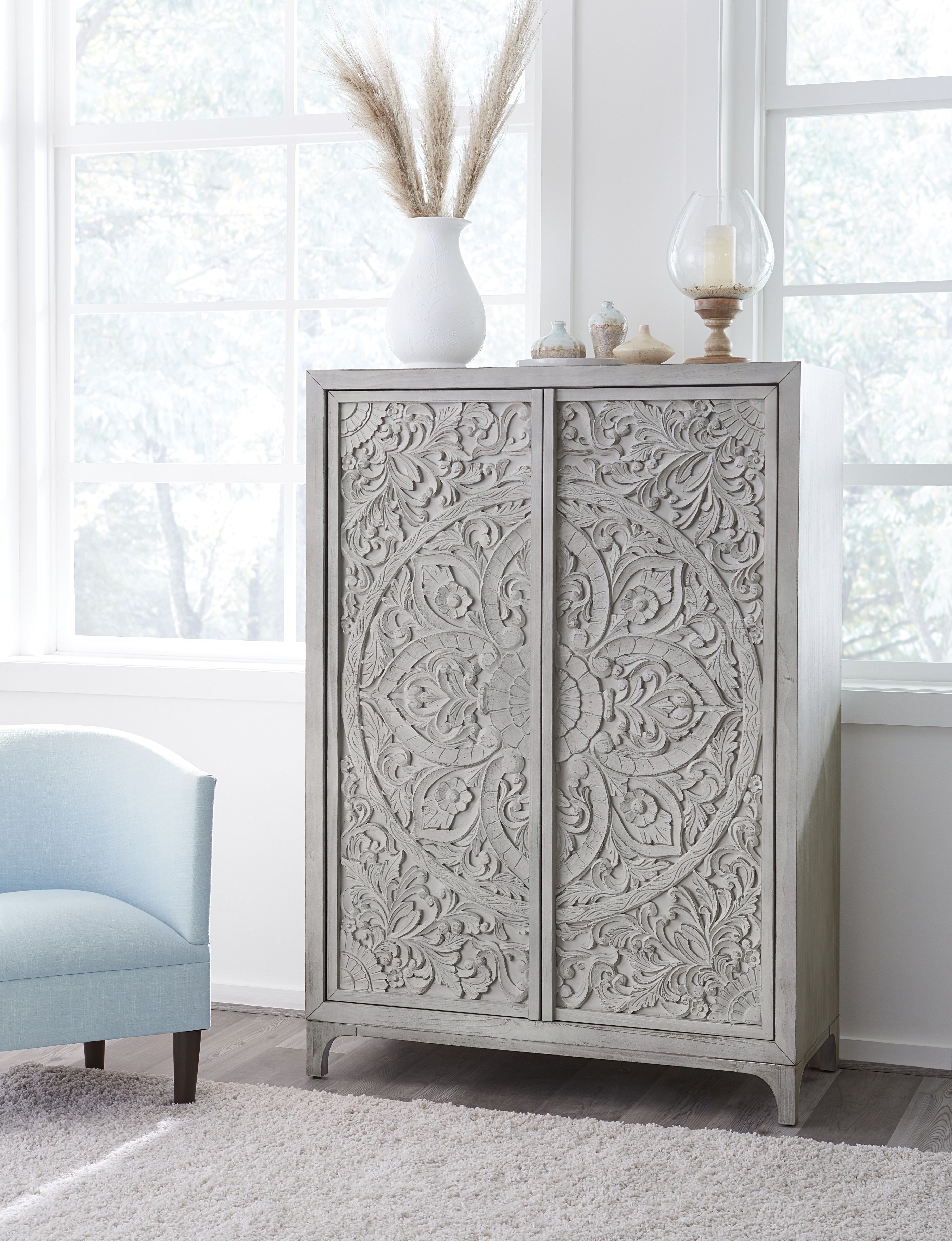 Boho Chic Wardrobe Chest in Washed White - What A Room