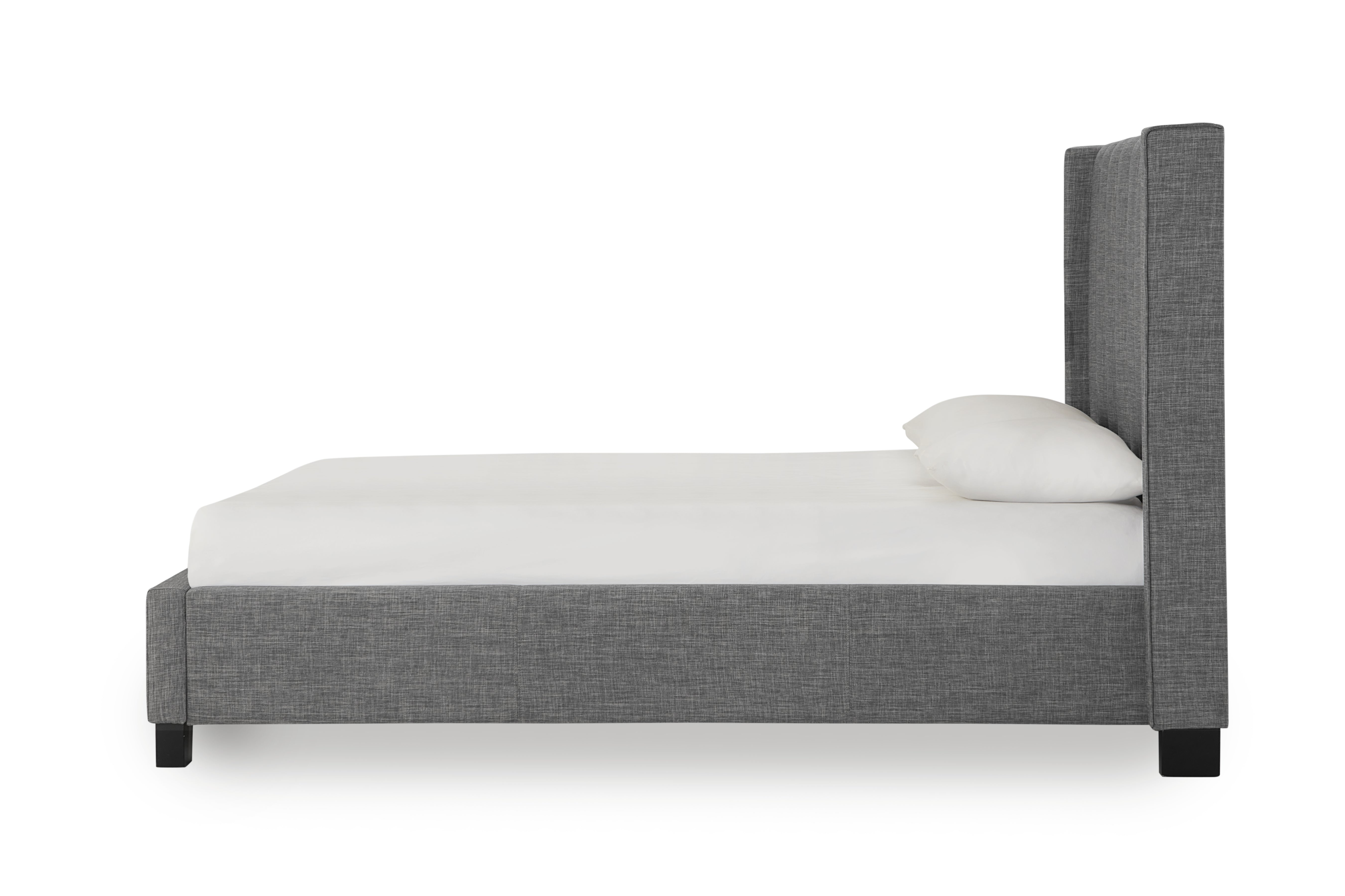 Palermo Upholstered Wingback Platform Bed in Dark Stone - What A Room