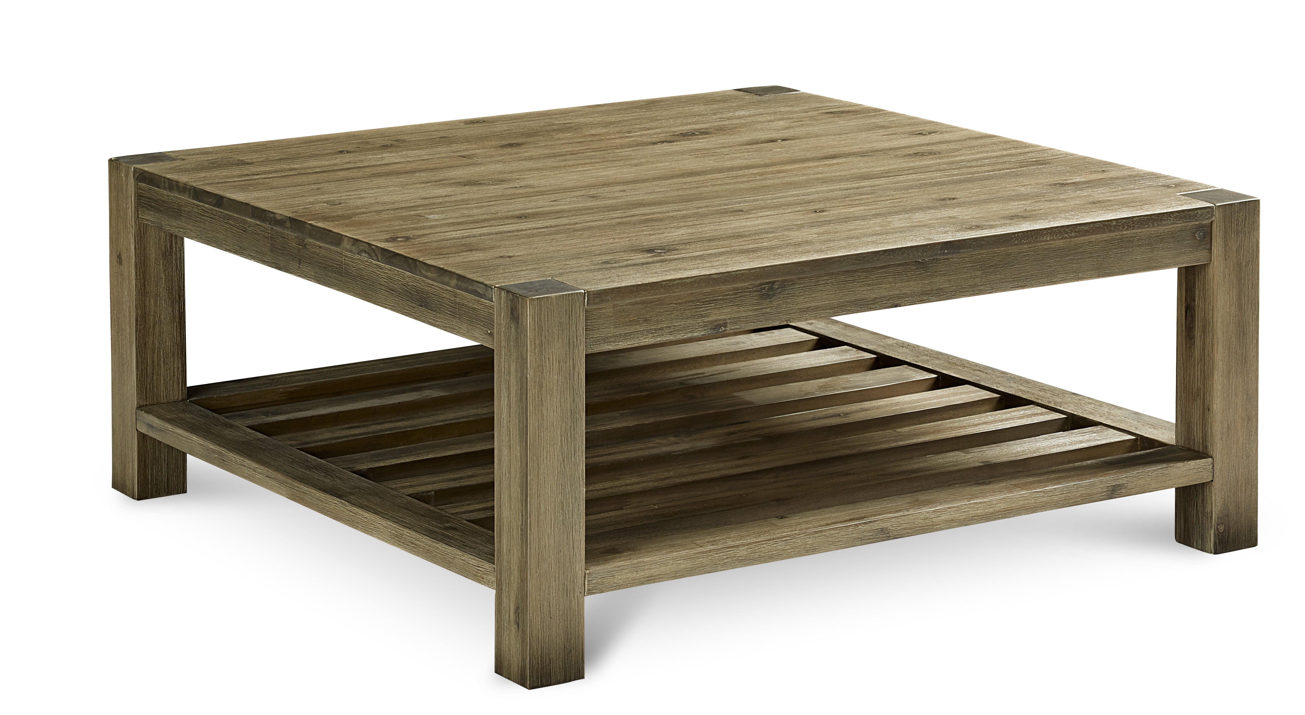 Canyon Solid Wood Square Coffee Table in Washed Grey - What A Room