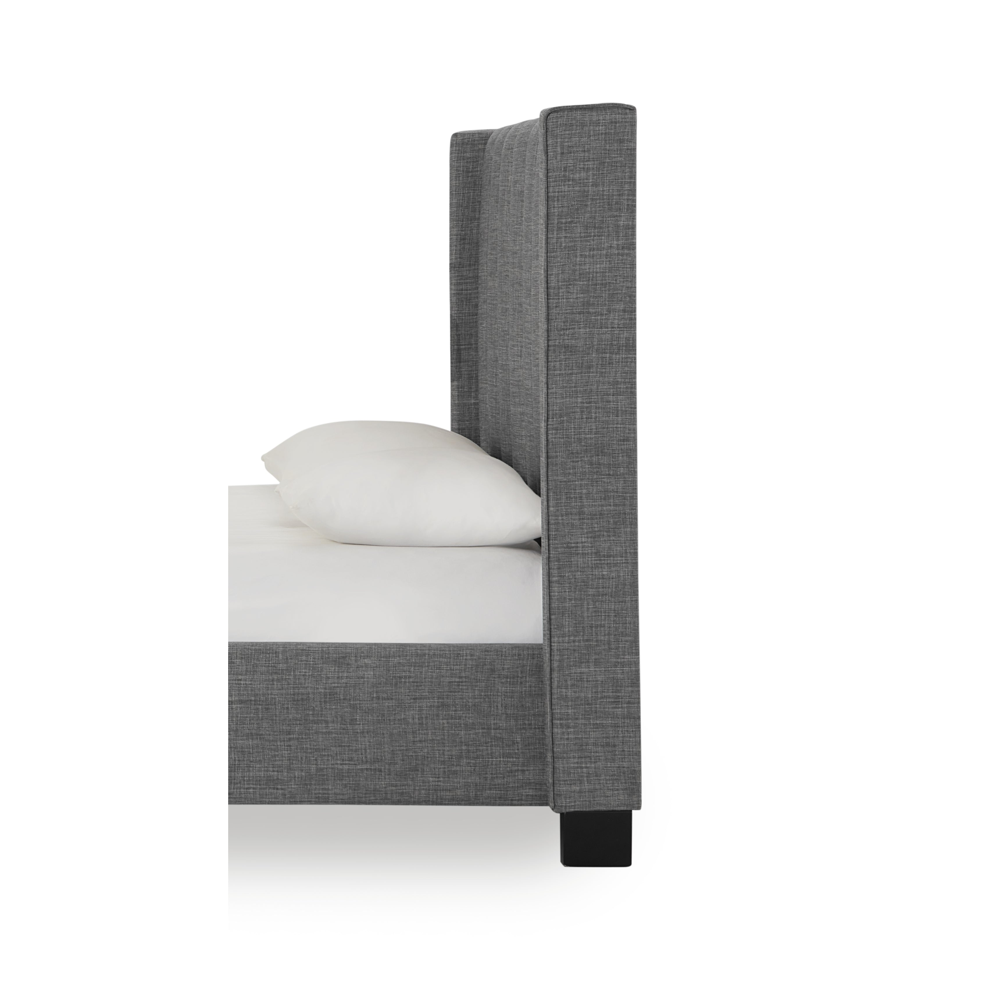 Palermo Wingback Upholstered Headboard in Dark Stone Linen - What A Room